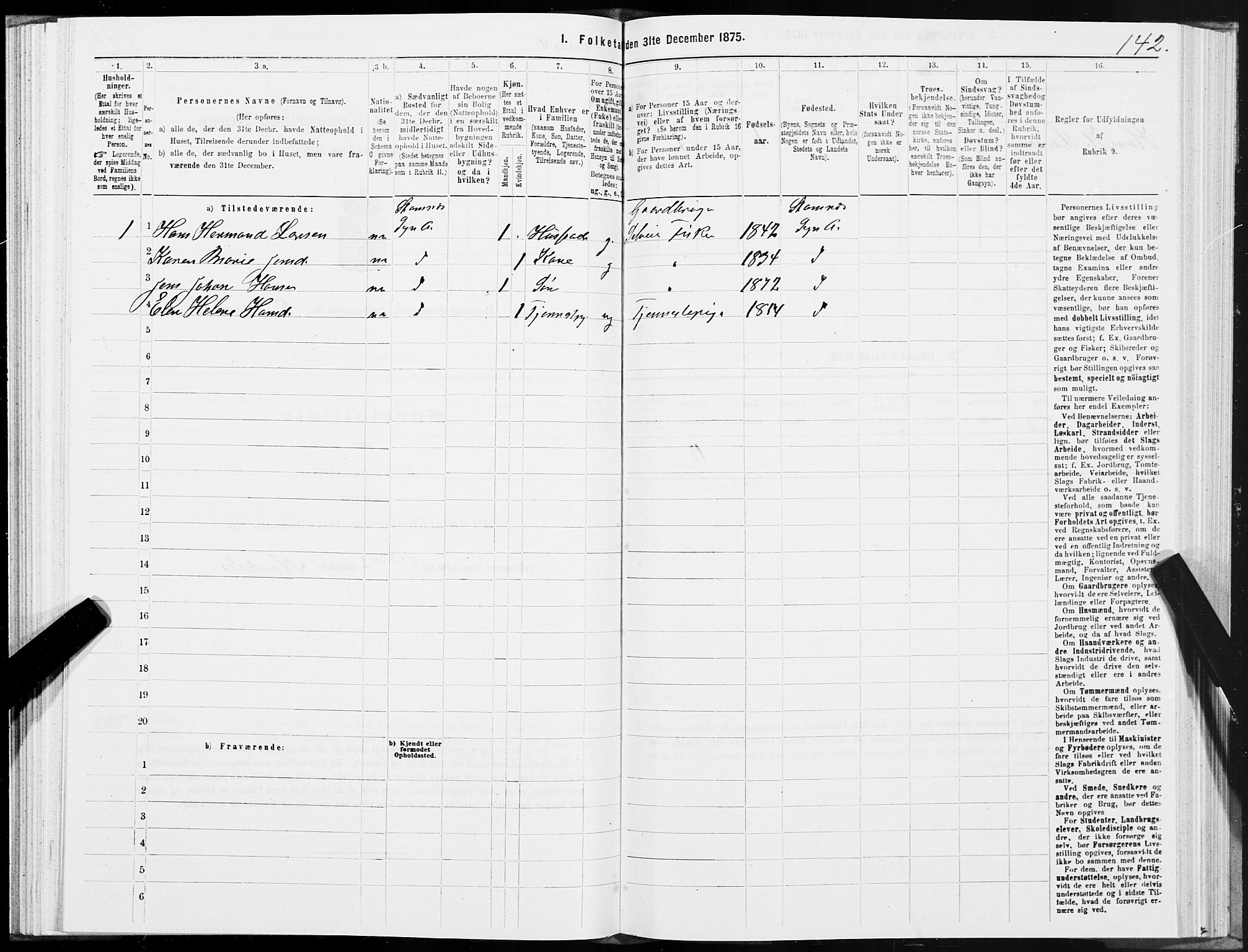 SAT, 1875 census for 1820P Alstahaug, 1875, p. 4142