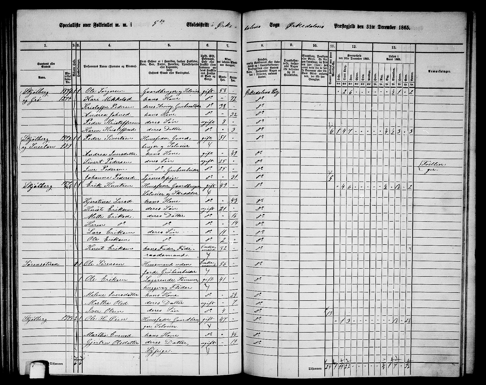 RA, 1865 census for Orkdal, 1865, p. 142