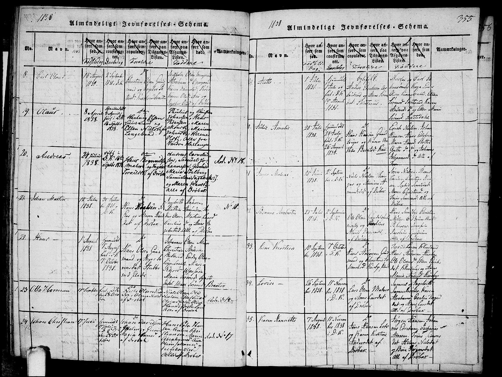 Drøbak prestekontor Kirkebøker, SAO/A-10142a/F/Fa/L0001: Parish register (official) no. I 1, 1816-1842, p. 355