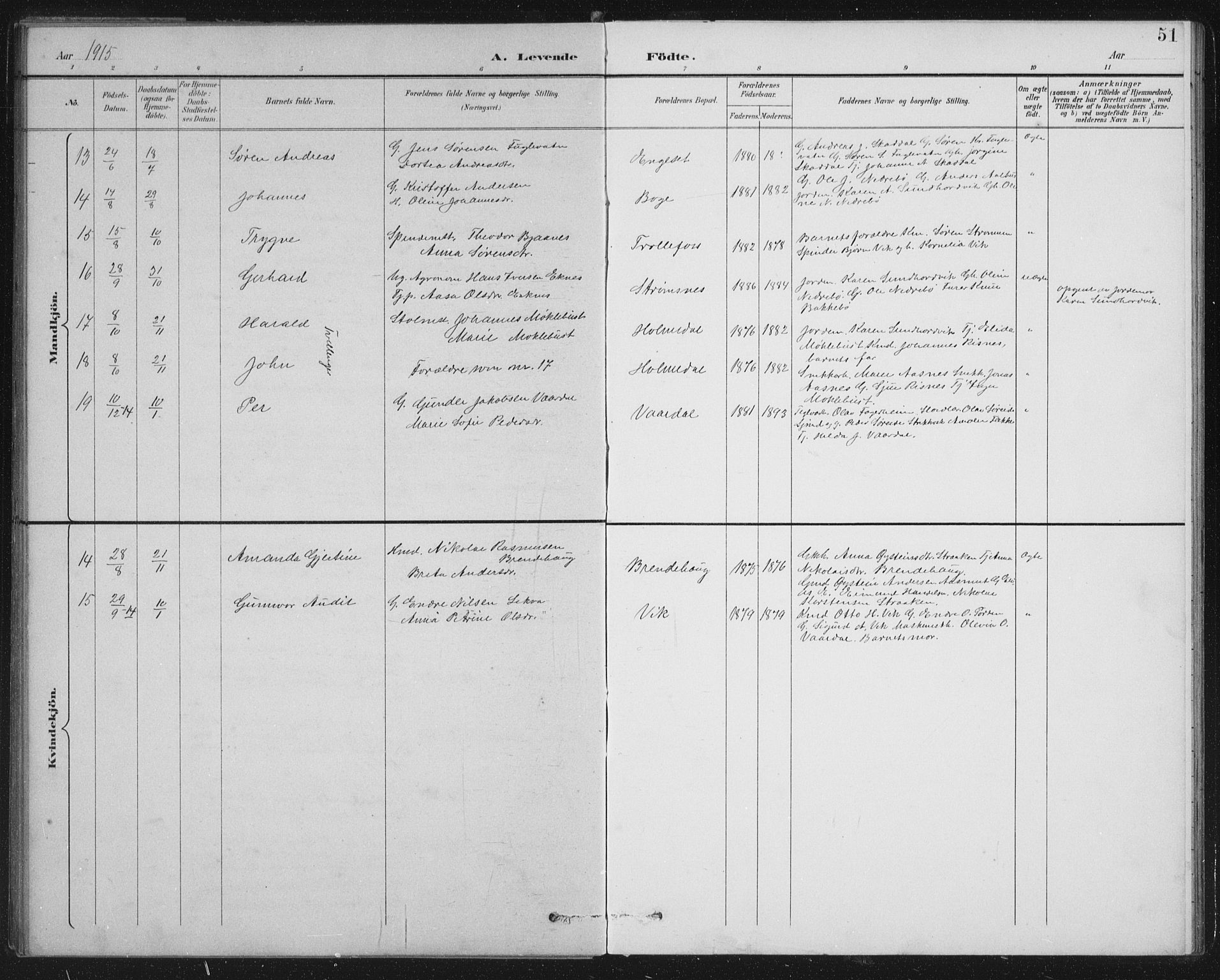 Fjaler sokneprestembete, AV/SAB-A-79801/H/Hab/Habb/L0002: Parish register (copy) no. B 2, 1895-1915, p. 51