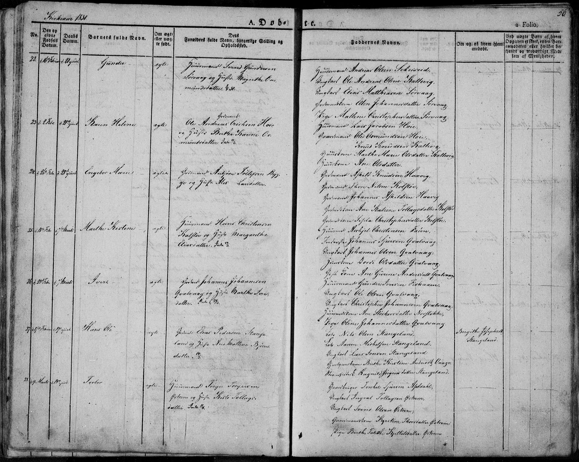 Avaldsnes sokneprestkontor, AV/SAST-A -101851/H/Ha/Haa/L0005: Parish register (official) no. A 5.1, 1825-1841, p. 56