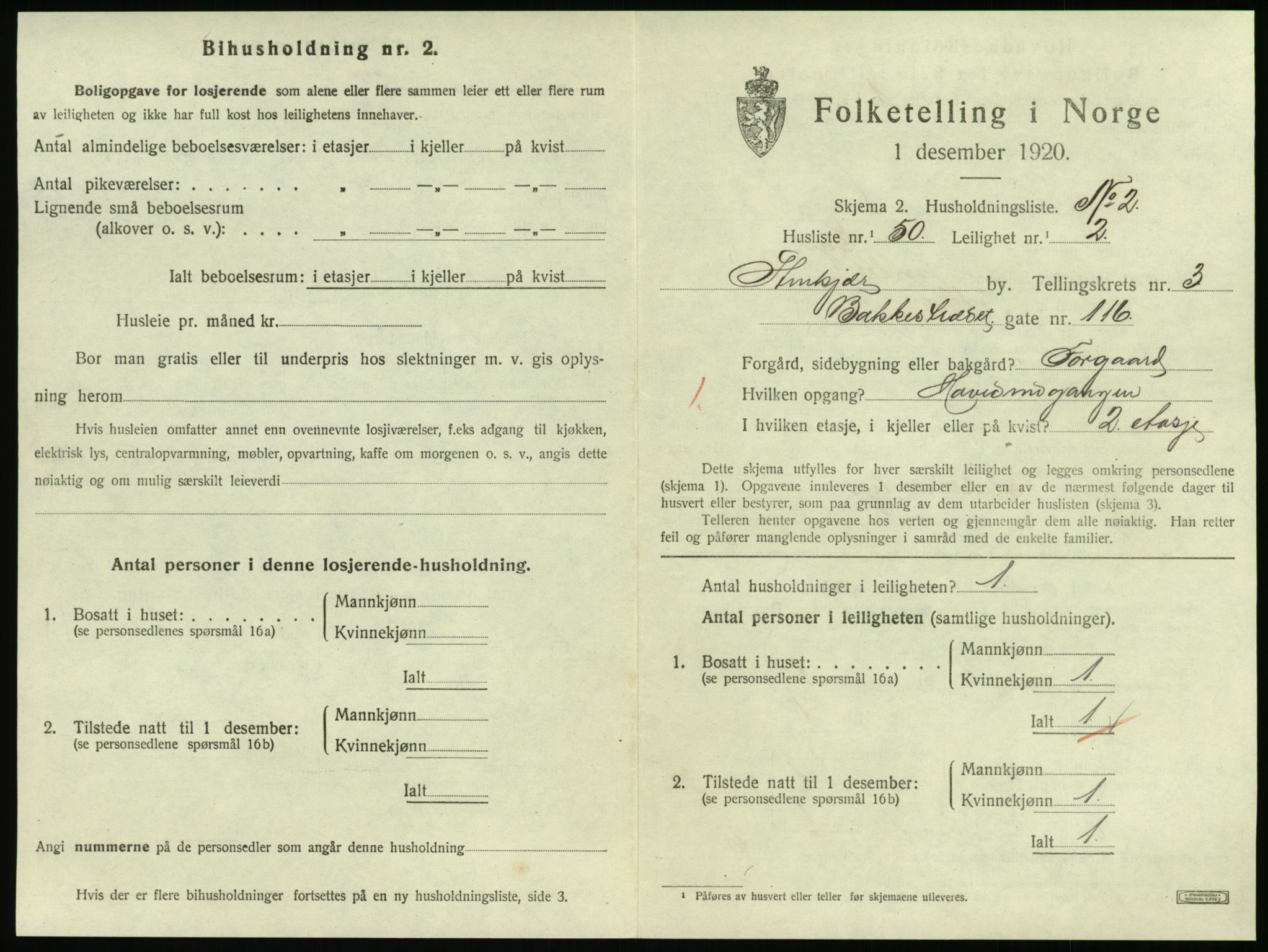 SAT, 1920 census for Steinkjer, 1920, p. 2066