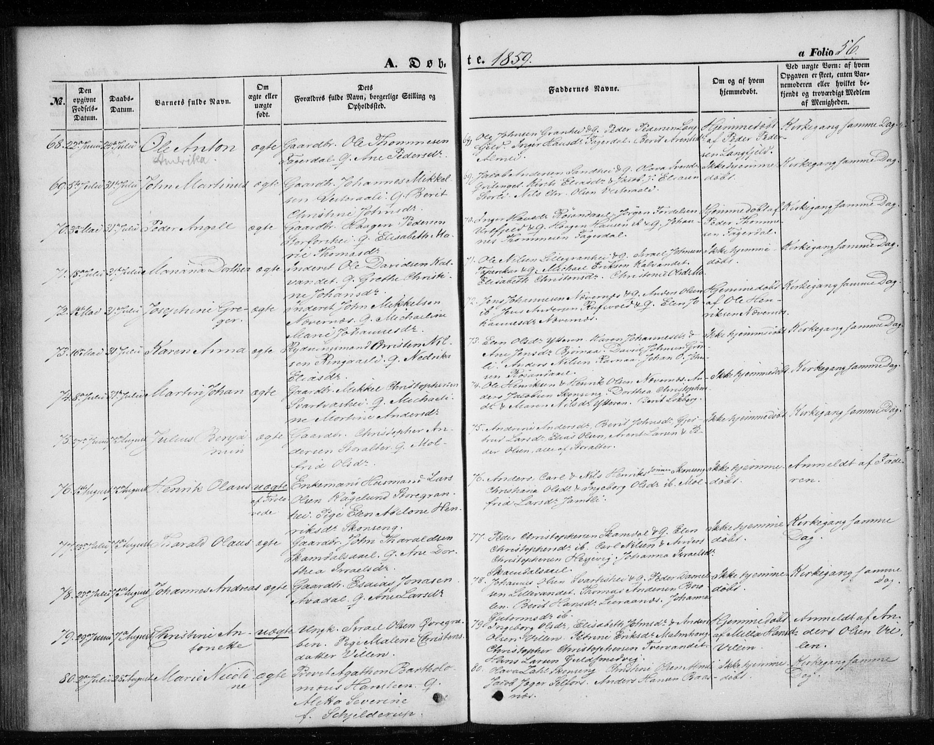 Ministerialprotokoller, klokkerbøker og fødselsregistre - Nordland, AV/SAT-A-1459/827/L0392: Parish register (official) no. 827A04, 1853-1866, p. 56