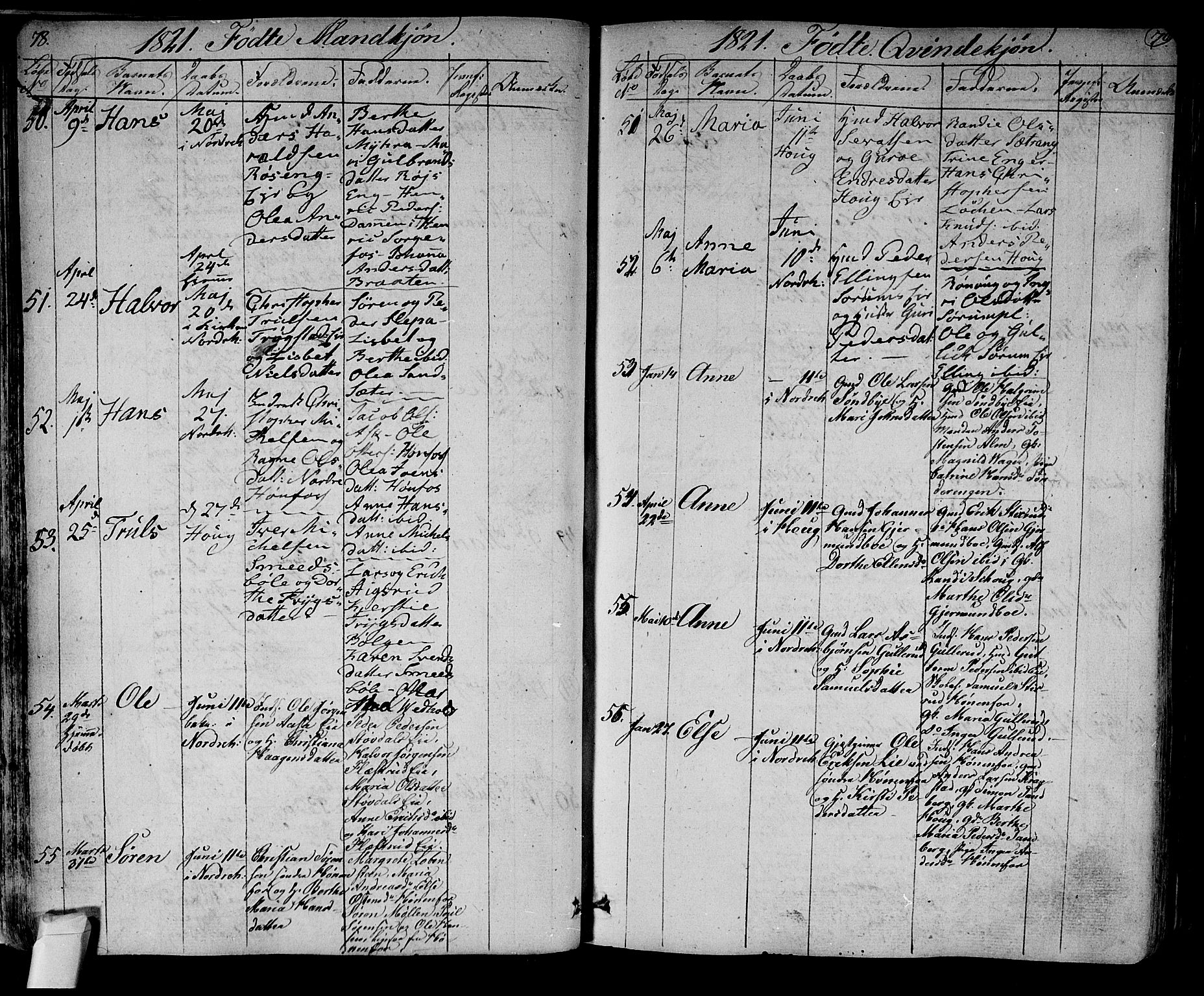 Norderhov kirkebøker, SAKO/A-237/F/Fa/L0009: Parish register (official) no. 9, 1819-1837, p. 78-79