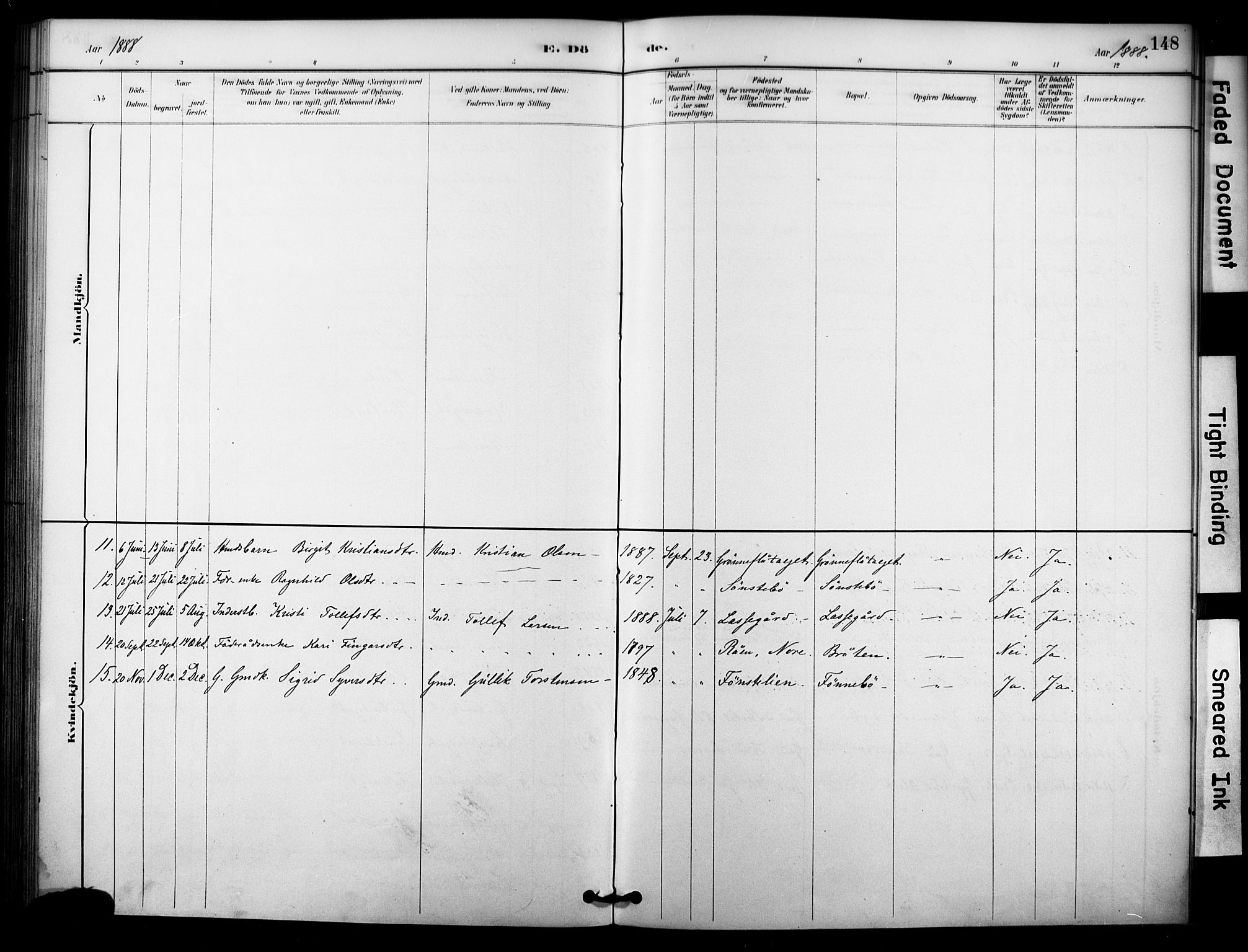 Nore kirkebøker, AV/SAKO-A-238/F/Fc/L0004: Parish register (official) no. III 4, 1885-1898, p. 148