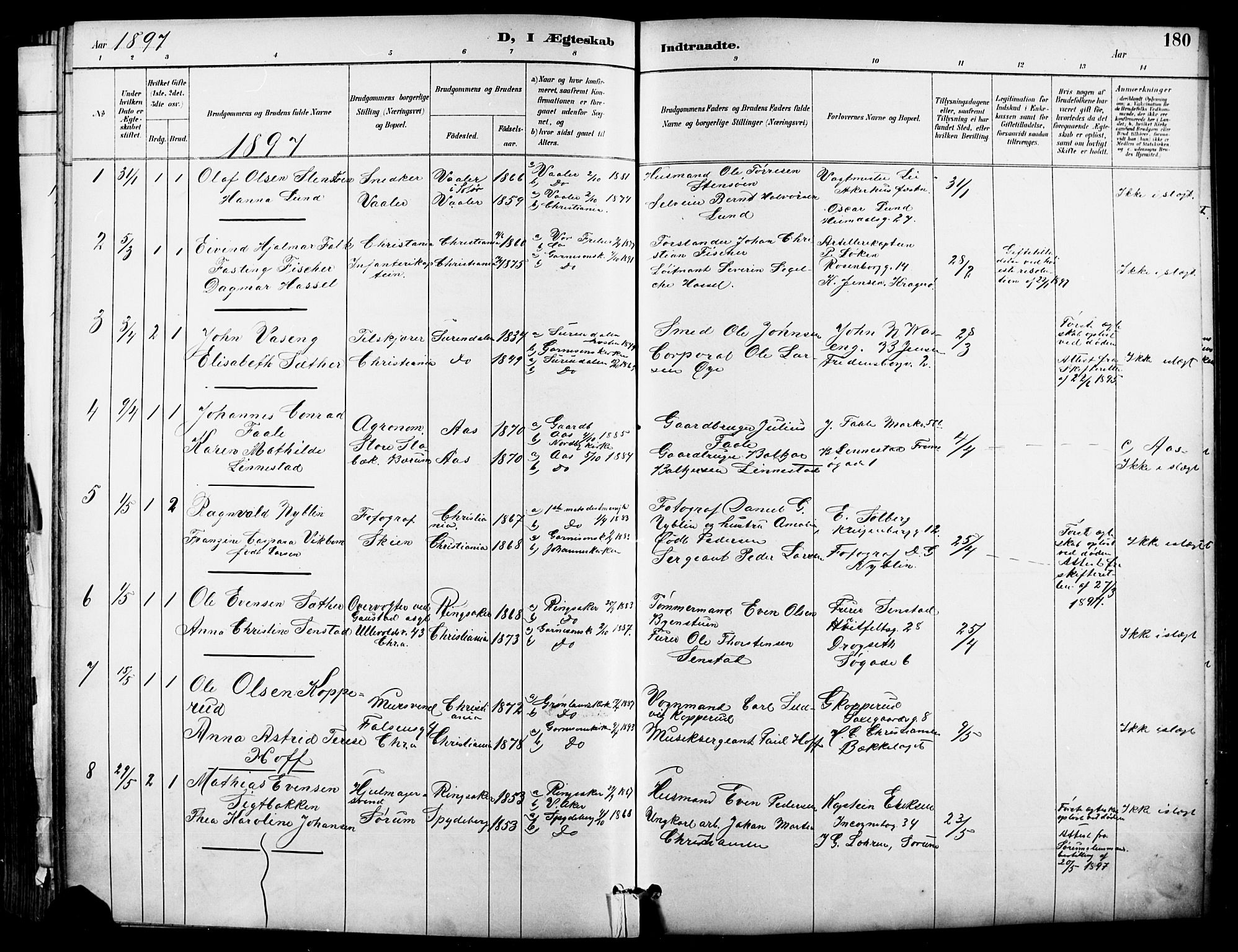 Garnisonsmenigheten Kirkebøker, SAO/A-10846/F/Fa/L0013: Parish register (official) no. 13, 1894-1904, p. 180