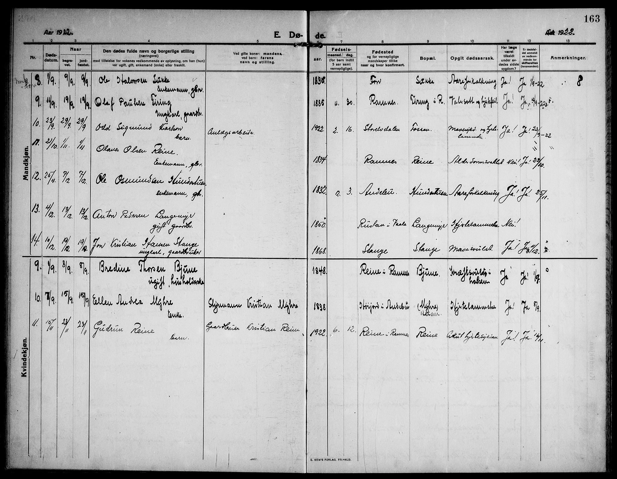 Ramnes kirkebøker, AV/SAKO-A-314/F/Fa/L0009: Parish register (official) no. I 9, 1912-1929, p. 163