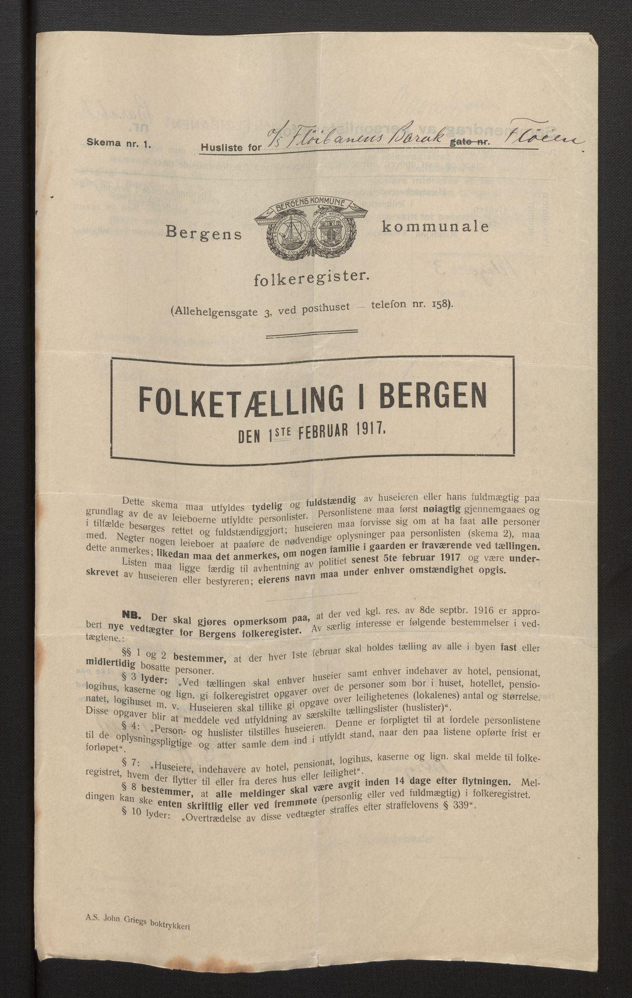 SAB, Municipal Census 1917 for Bergen, 1917, p. 7849