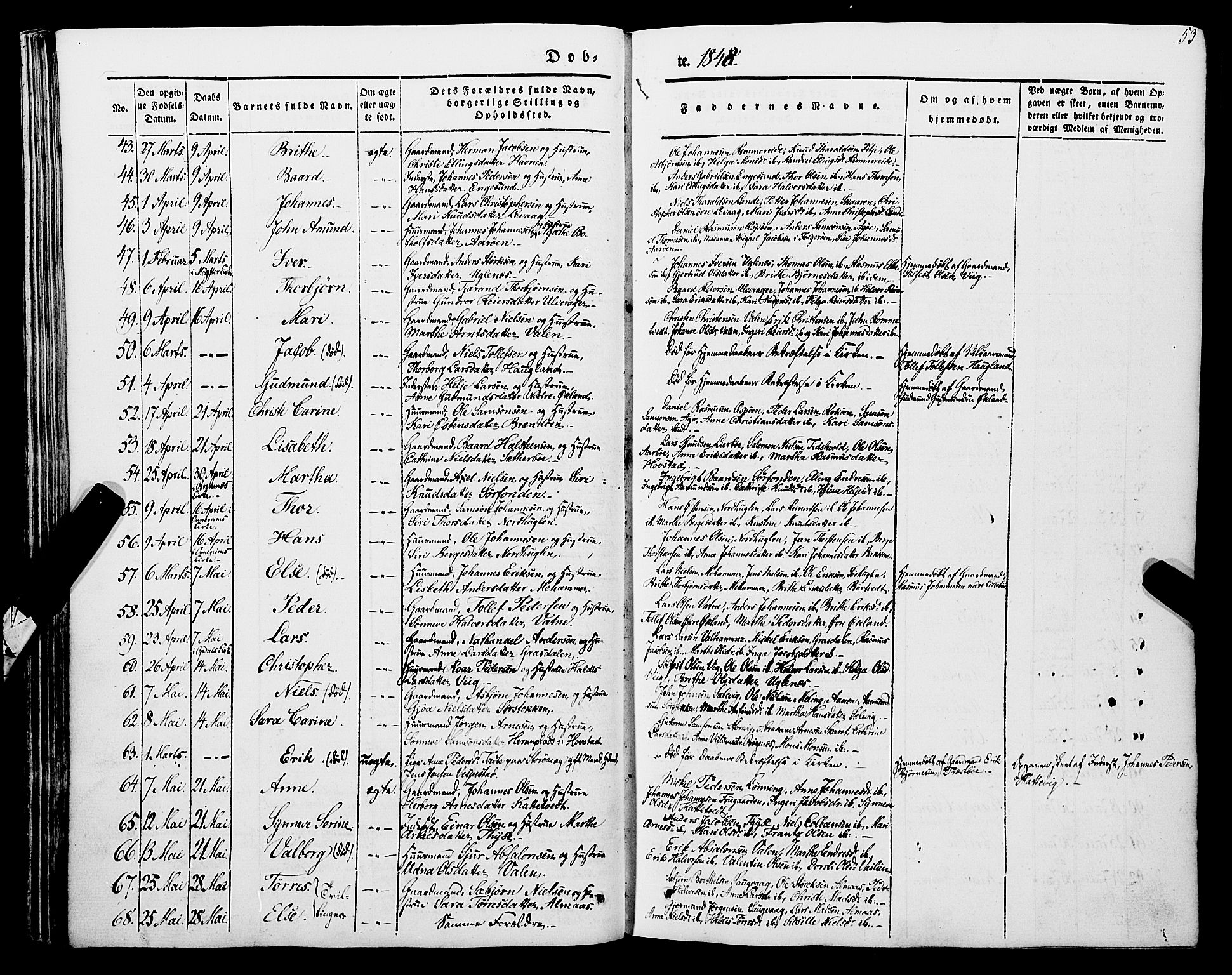 Stord sokneprestembete, SAB/A-78201/H/Haa: Parish register (official) no. A 7, 1841-1861, p. 53