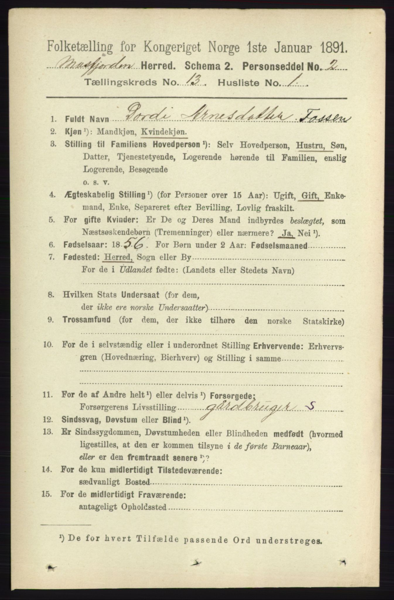 RA, 1891 census for 1266 Masfjorden, 1891, p. 2628