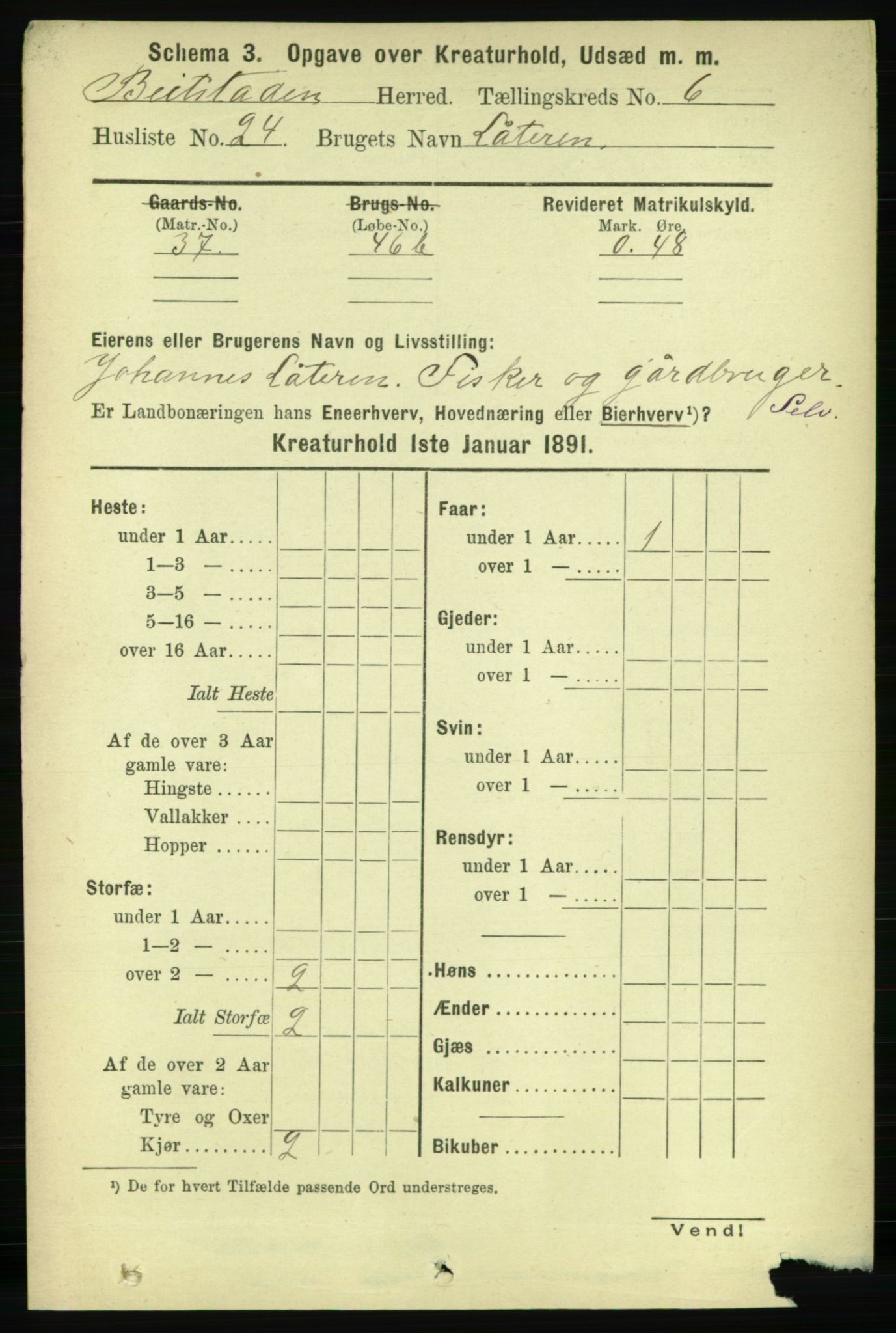 RA, 1891 census for 1727 Beitstad, 1891, p. 5894