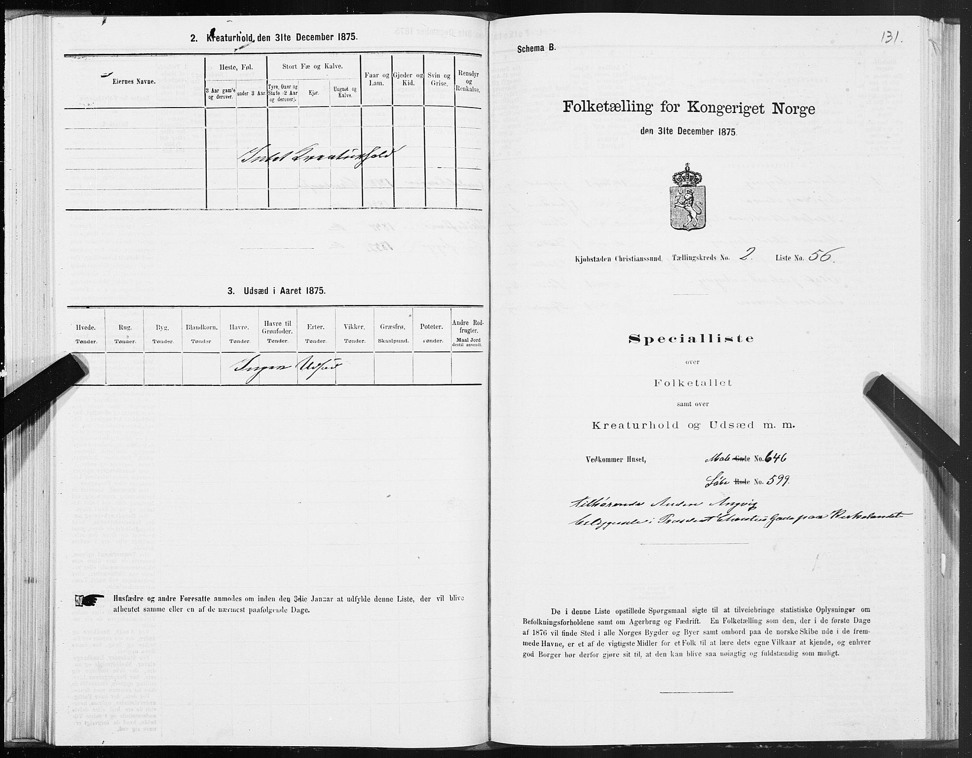 SAT, 1875 census for 1503B Kristiansund/Kristiansund, 1875, p. 2131