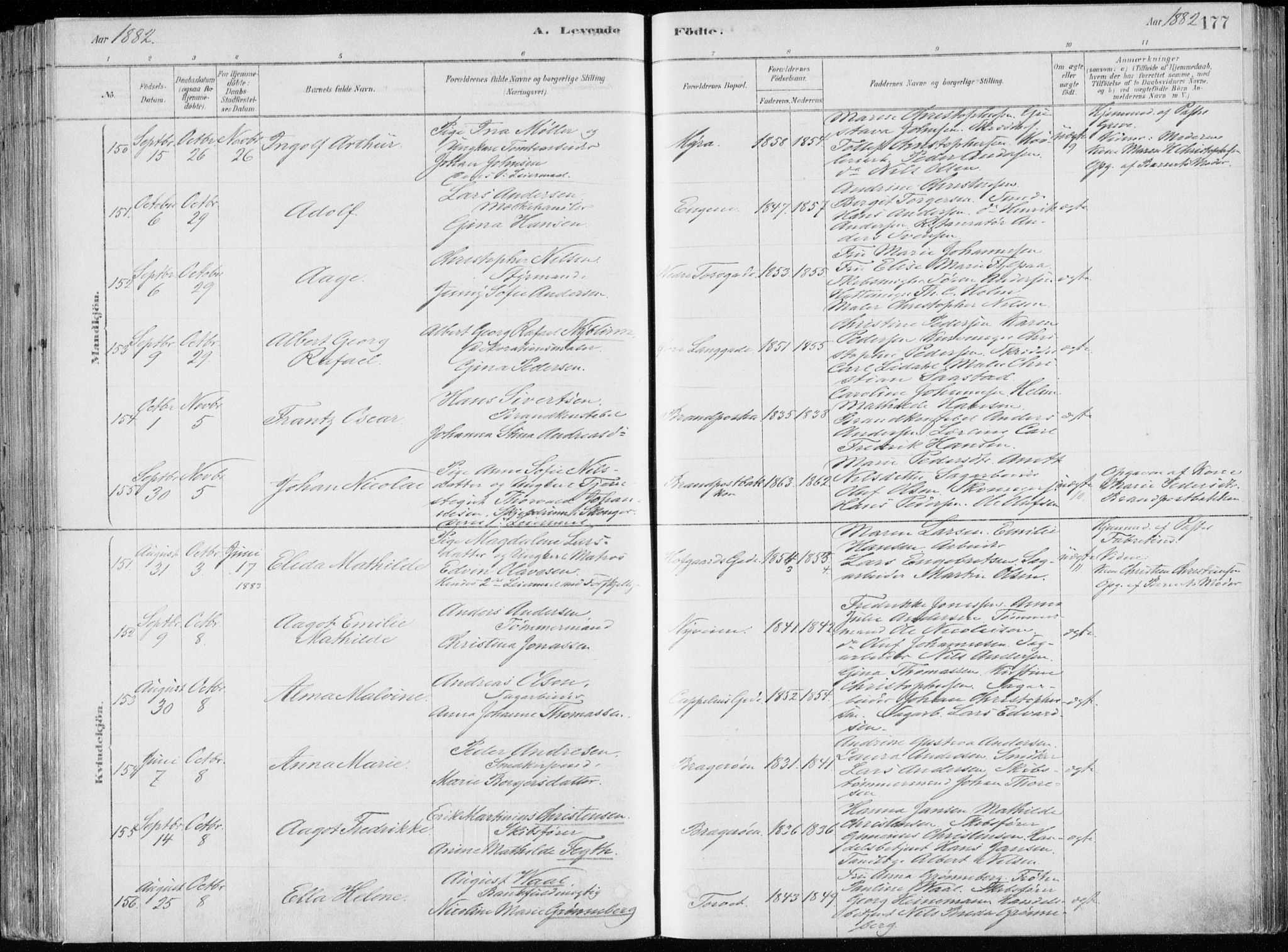 Bragernes kirkebøker, AV/SAKO-A-6/F/Fb/L0006a: Parish register (official) no. II 6A, 1878-1885, p. 177