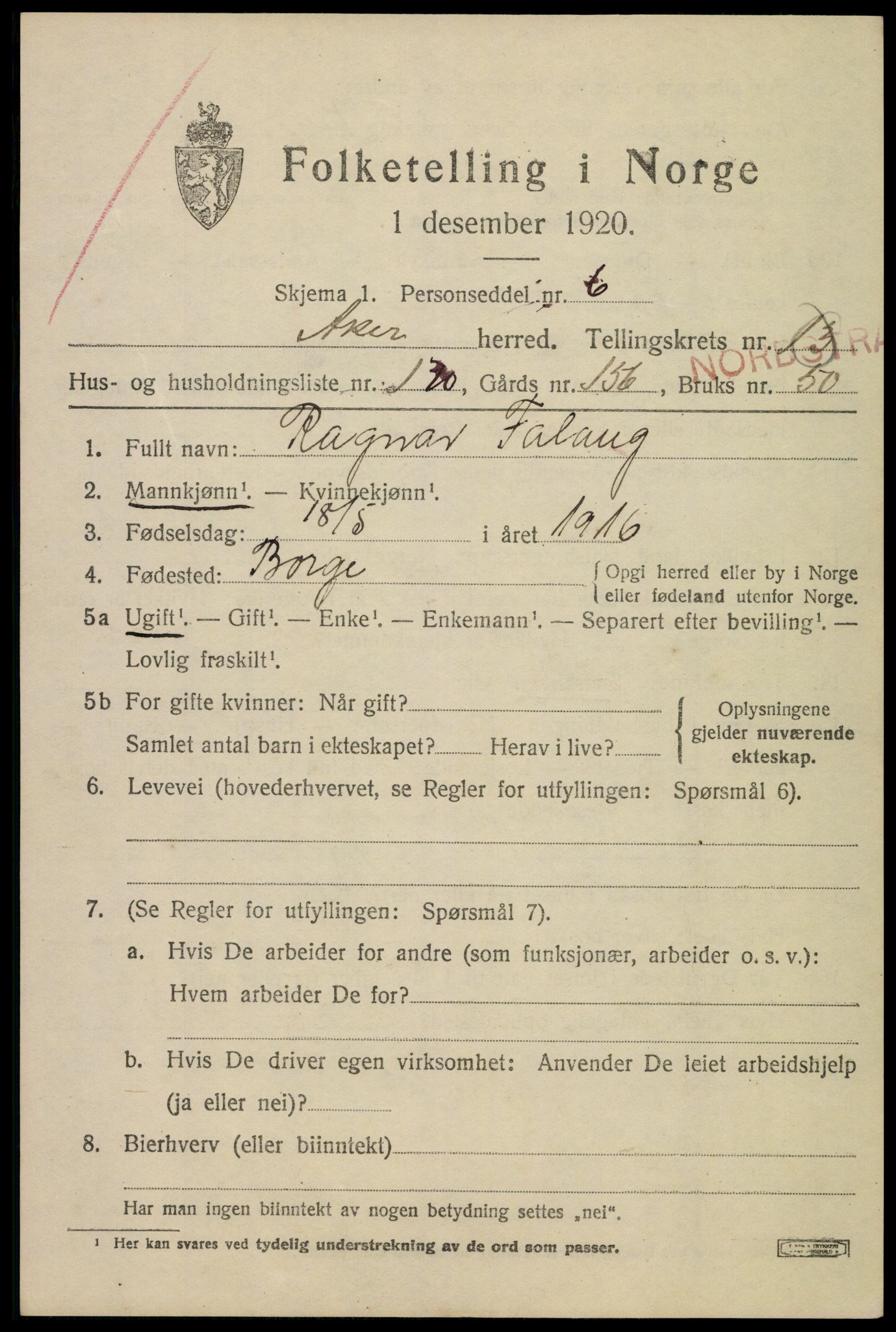 SAO, 1920 census for Aker, 1920, p. 81638