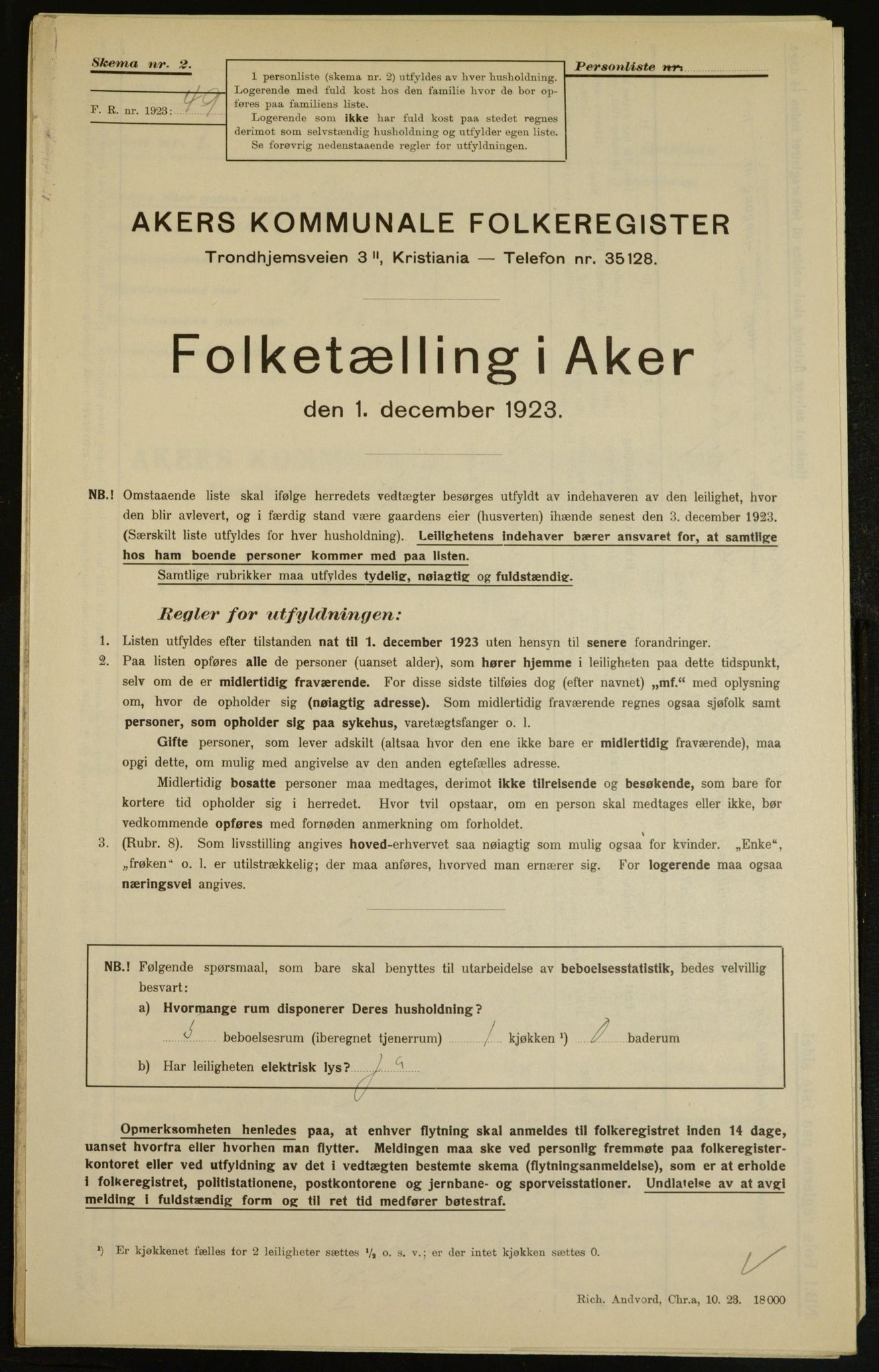 , Municipal Census 1923 for Aker, 1923, p. 7746