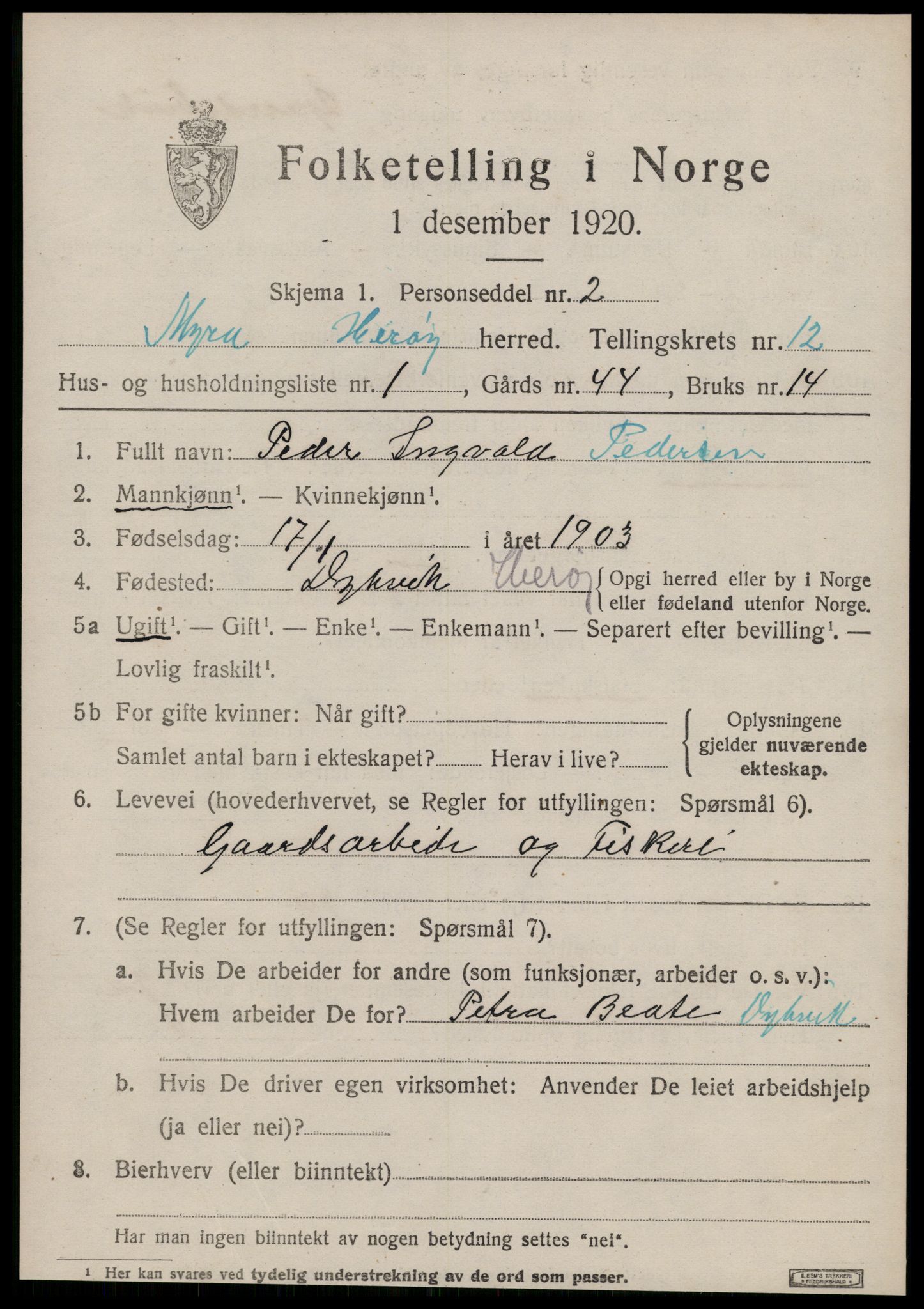 SAT, 1920 census for Herøy (MR), 1920, p. 7261