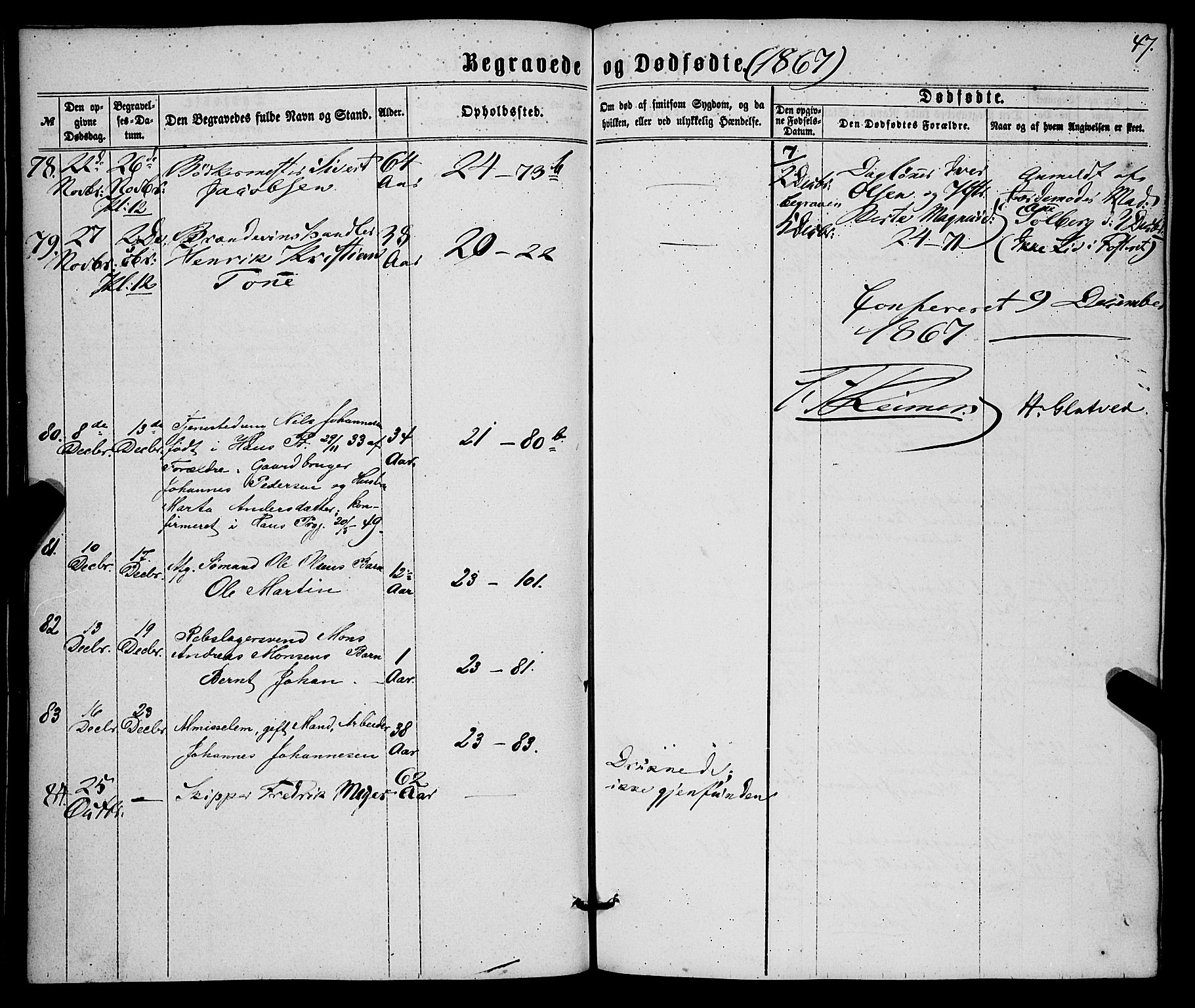 Korskirken sokneprestembete, SAB/A-76101/H/Haa/L0045: Parish register (official) no. E 3, 1863-1875, p. 47
