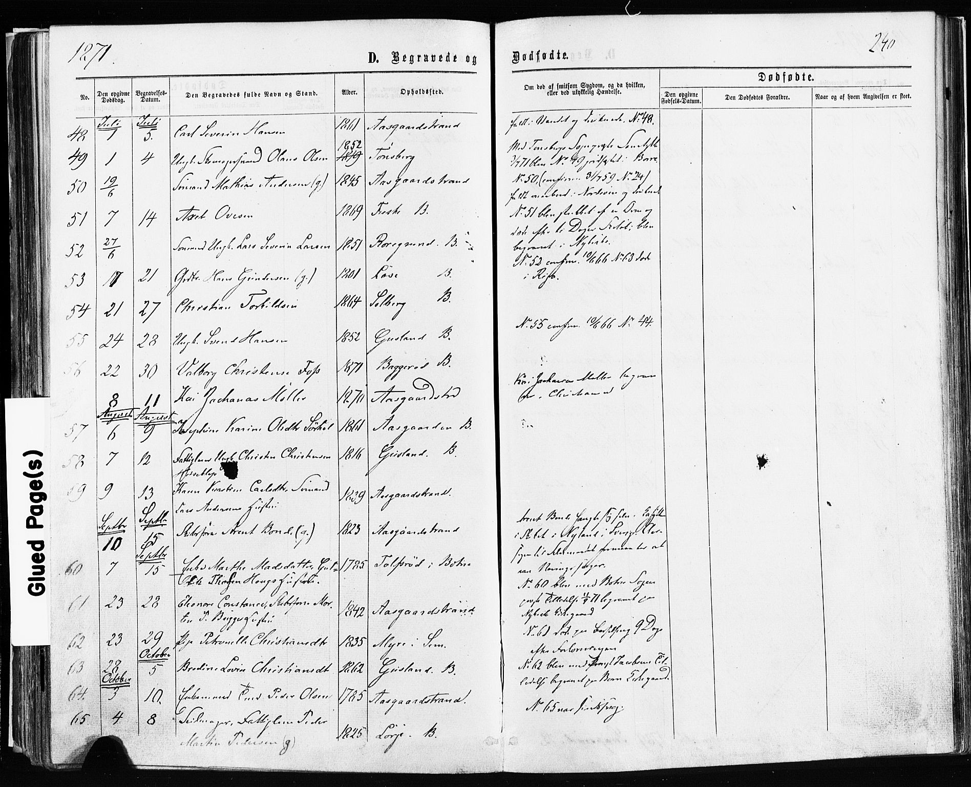 Borre kirkebøker, AV/SAKO-A-338/F/Fa/L0008: Parish register (official) no. I 8, 1868-1877, p. 240