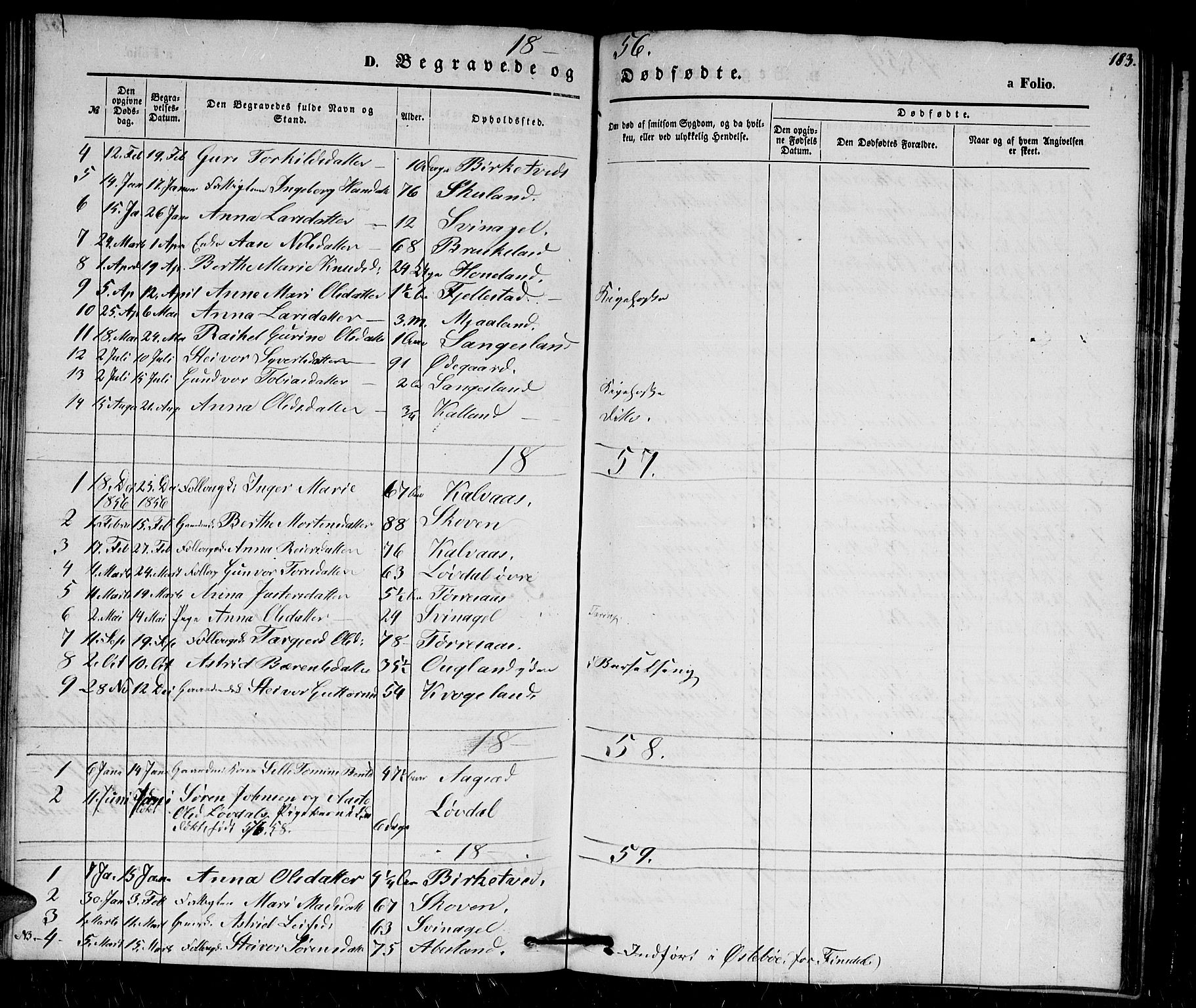 Holum sokneprestkontor, SAK/1111-0022/F/Fb/Fbb/L0002: Parish register (copy) no. B 2, 1847-1874, p. 183