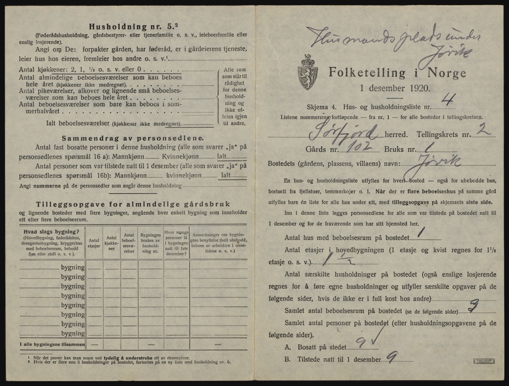 SATØ, 1920 census for Sørfjord, 1920, p. 63