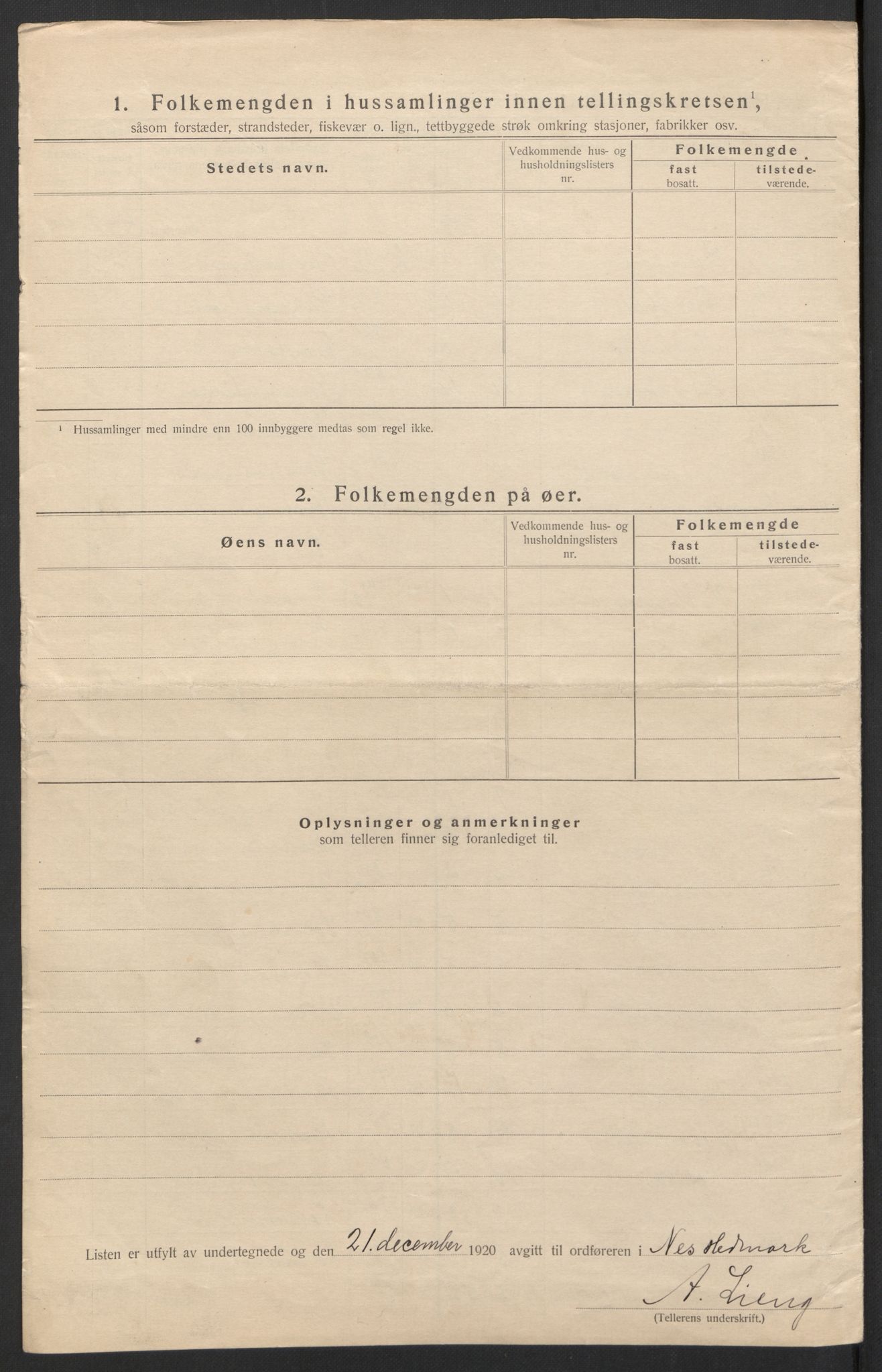 SAH, 1920 census for Nes (Hedmark), 1920, p. 30
