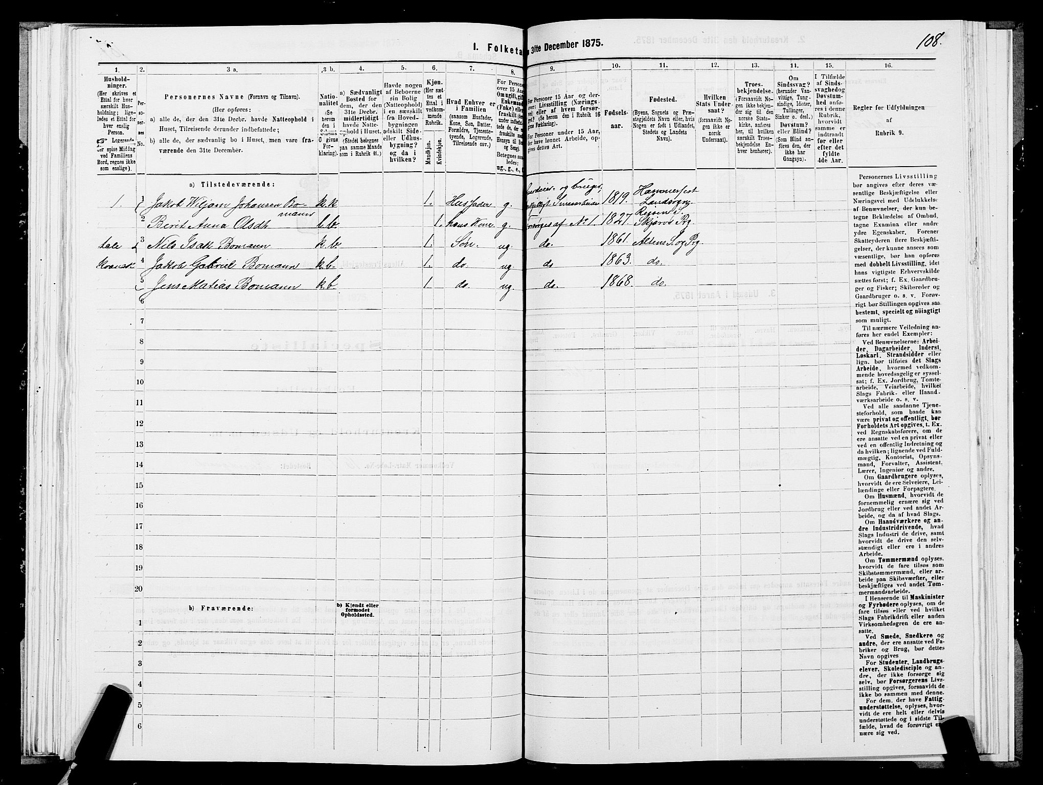 SATØ, 1875 census for 2012P Alta, 1875, p. 1108