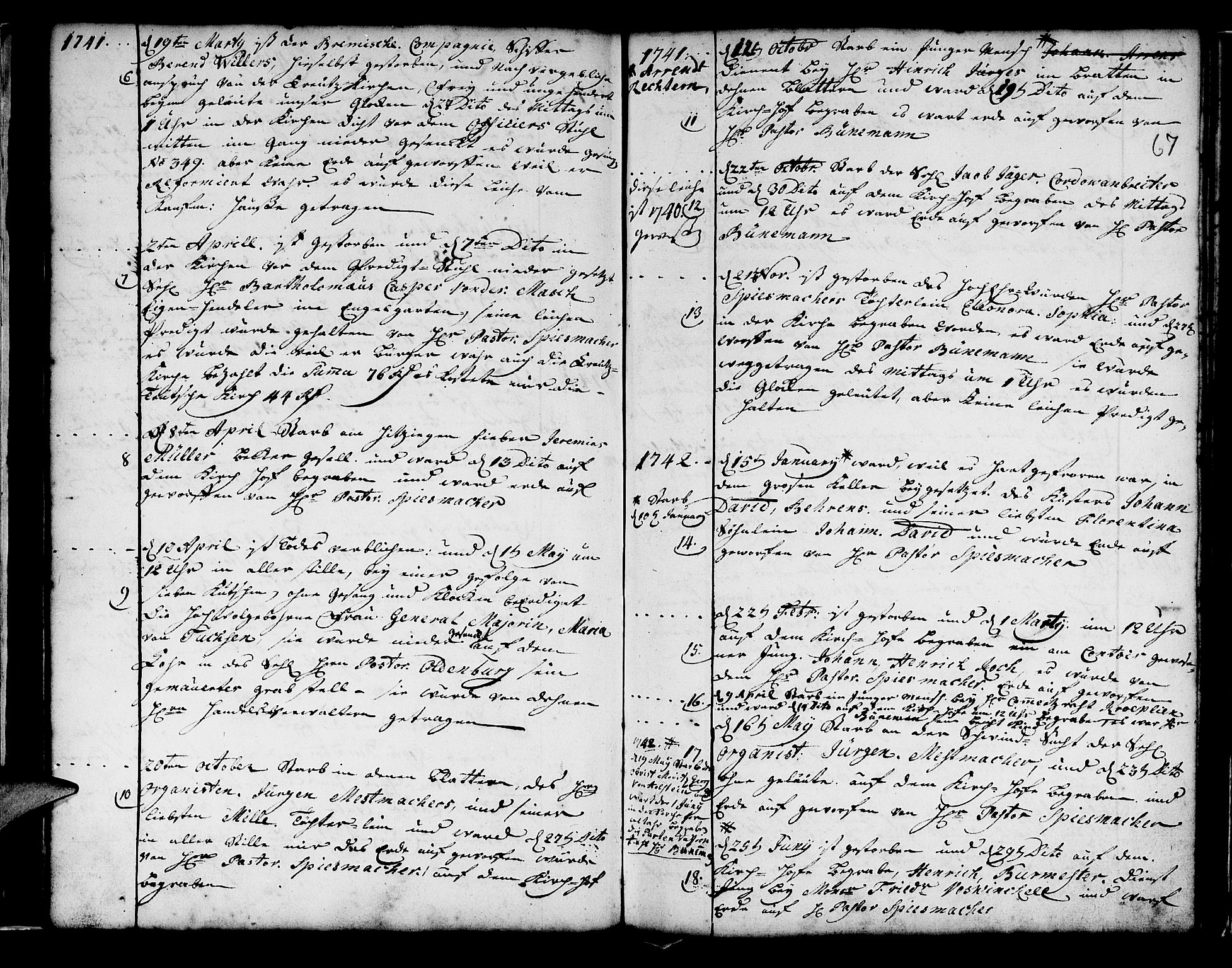 Mariakirken Sokneprestembete, SAB/A-76901/H/Haa/L0001: Parish register (official) no. A 1, 1740-1784, p. 67