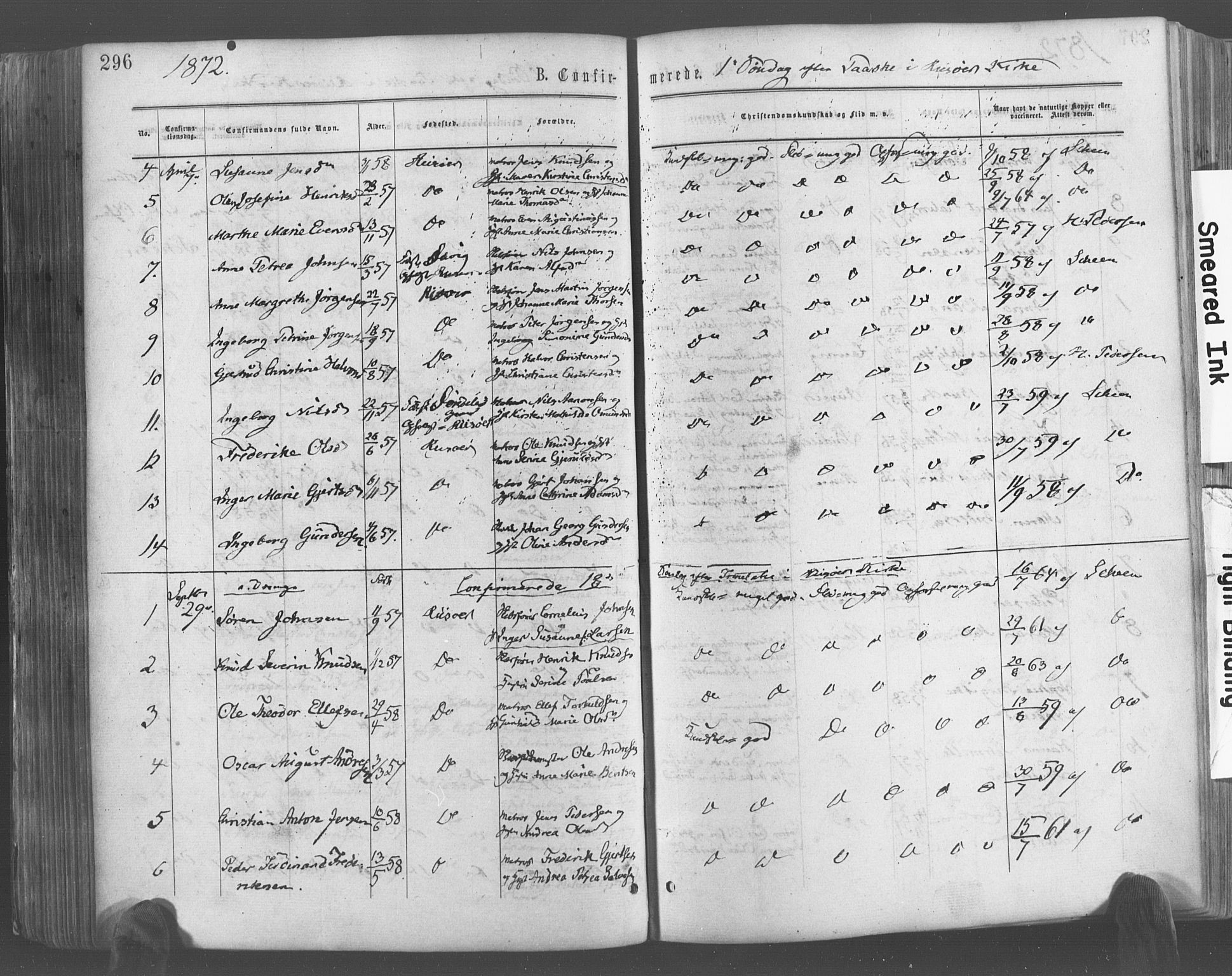 Risør sokneprestkontor, AV/SAK-1111-0035/F/Fa/L0004: Parish register (official) no. A 4, 1865-1882, p. 296