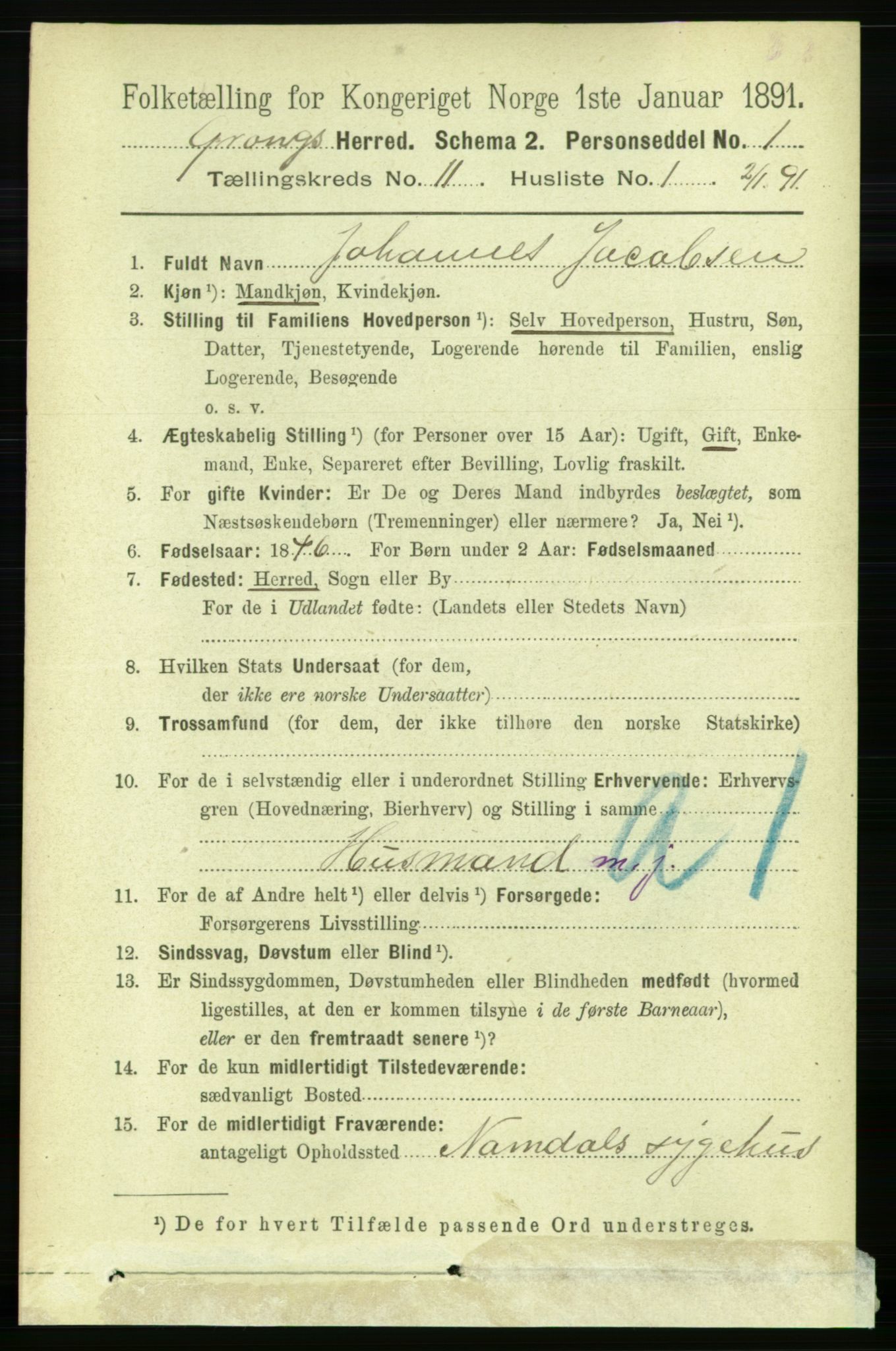 RA, 1891 census for 1742 Grong, 1891, p. 4080