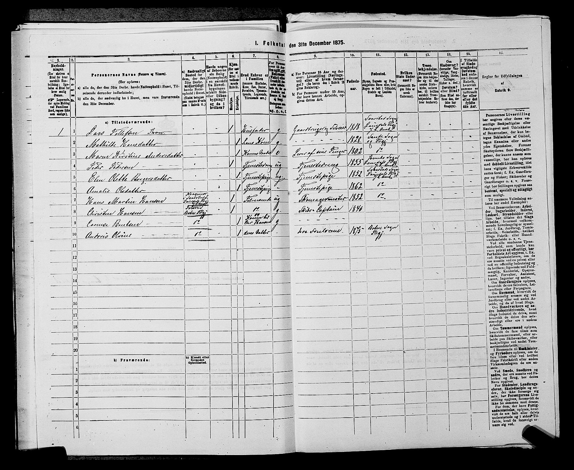 SAKO, 1875 census for 0715P Botne, 1875, p. 737