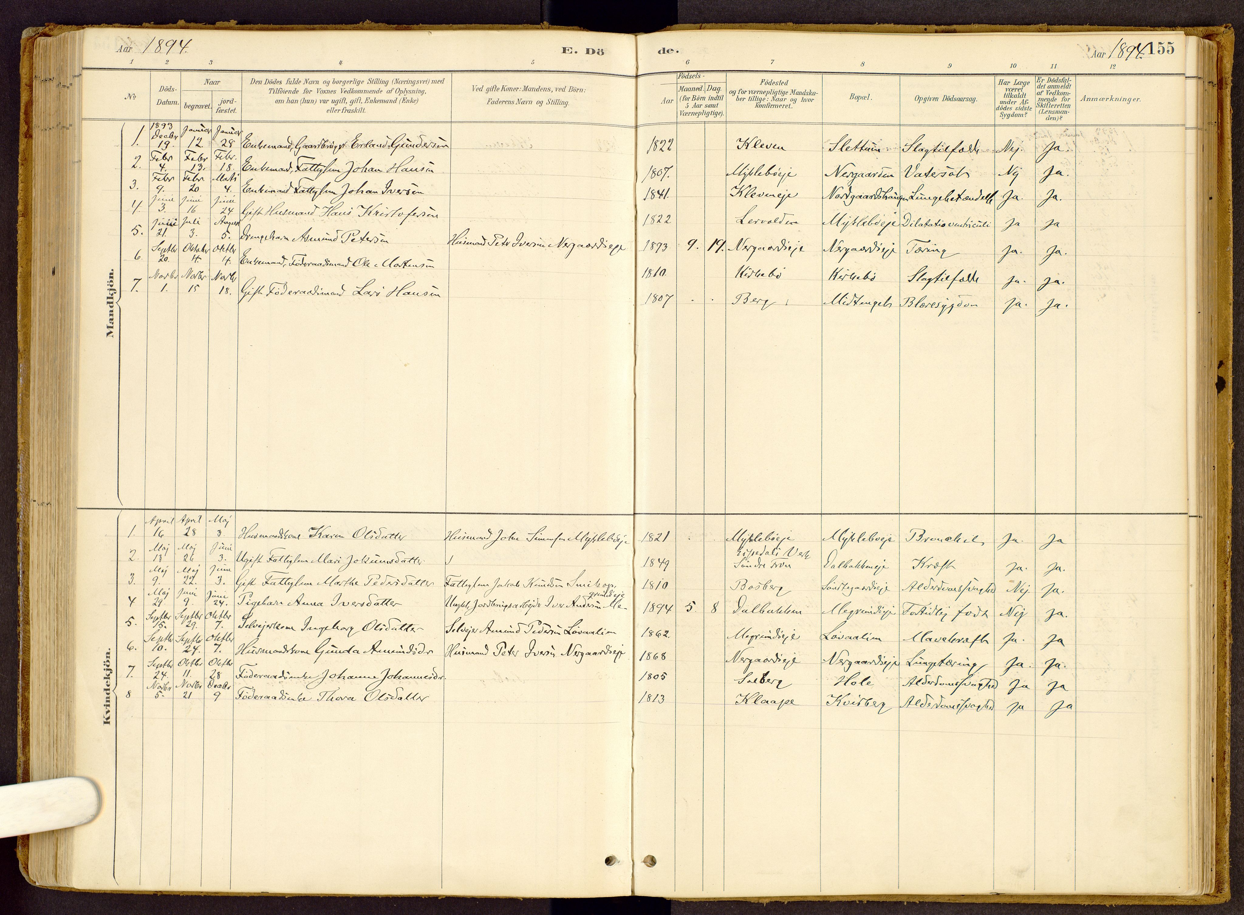 Vestre Gausdal prestekontor, SAH/PREST-094/H/Ha/Haa/L0002: Parish register (official) no. 2, 1887-1918, p. 155