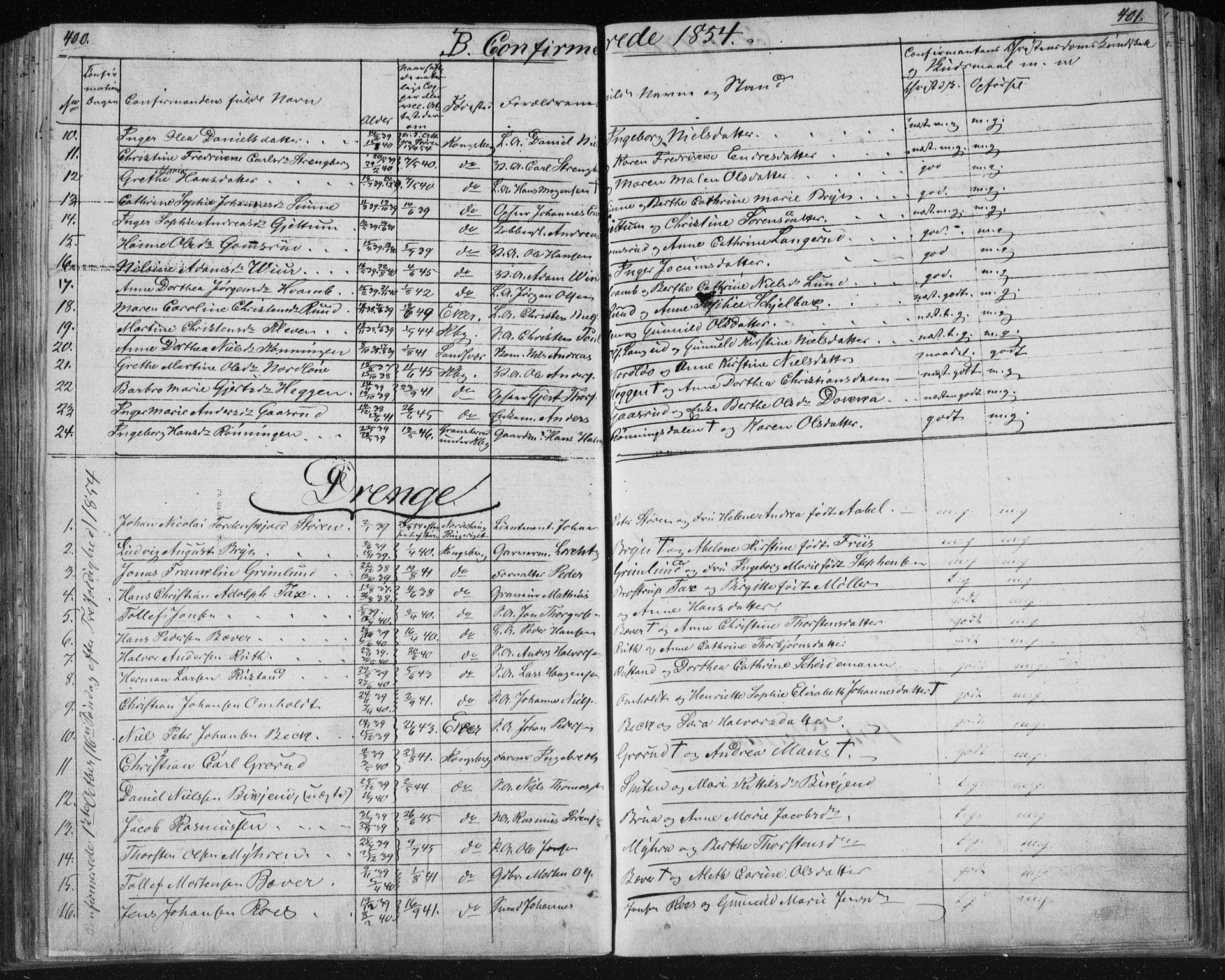 Kongsberg kirkebøker, SAKO/A-22/F/Fa/L0009: Parish register (official) no. I 9, 1839-1858, p. 400-401