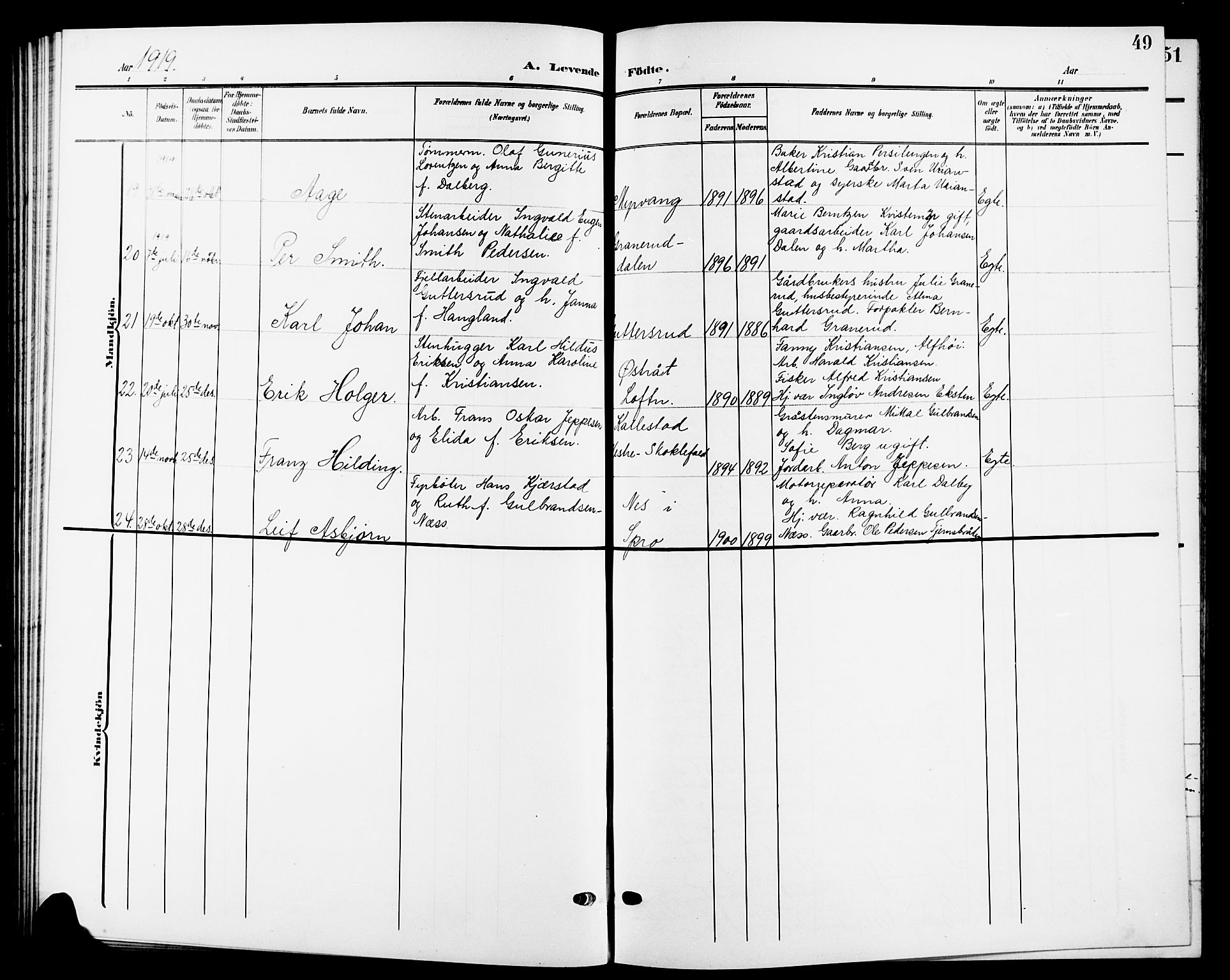 Nesodden prestekontor Kirkebøker, AV/SAO-A-10013/G/Ga/L0002: Parish register (copy) no. I 2, 1905-1924, p. 49