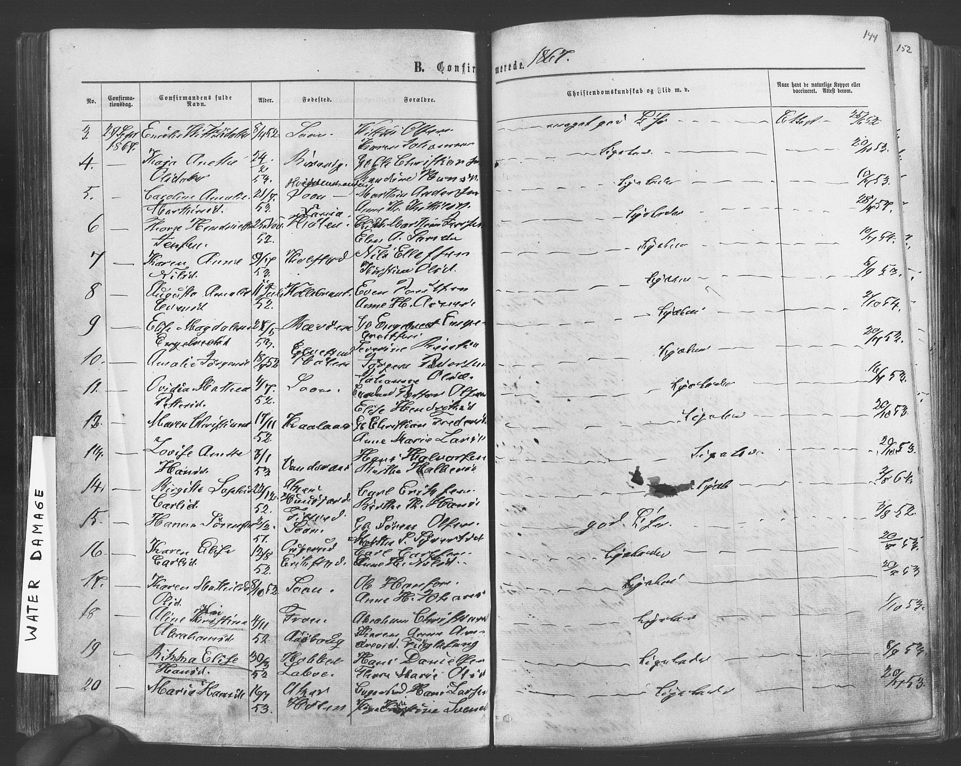 Vestby prestekontor Kirkebøker, SAO/A-10893/F/Fa/L0008: Parish register (official) no. I 8, 1863-1877, p. 144