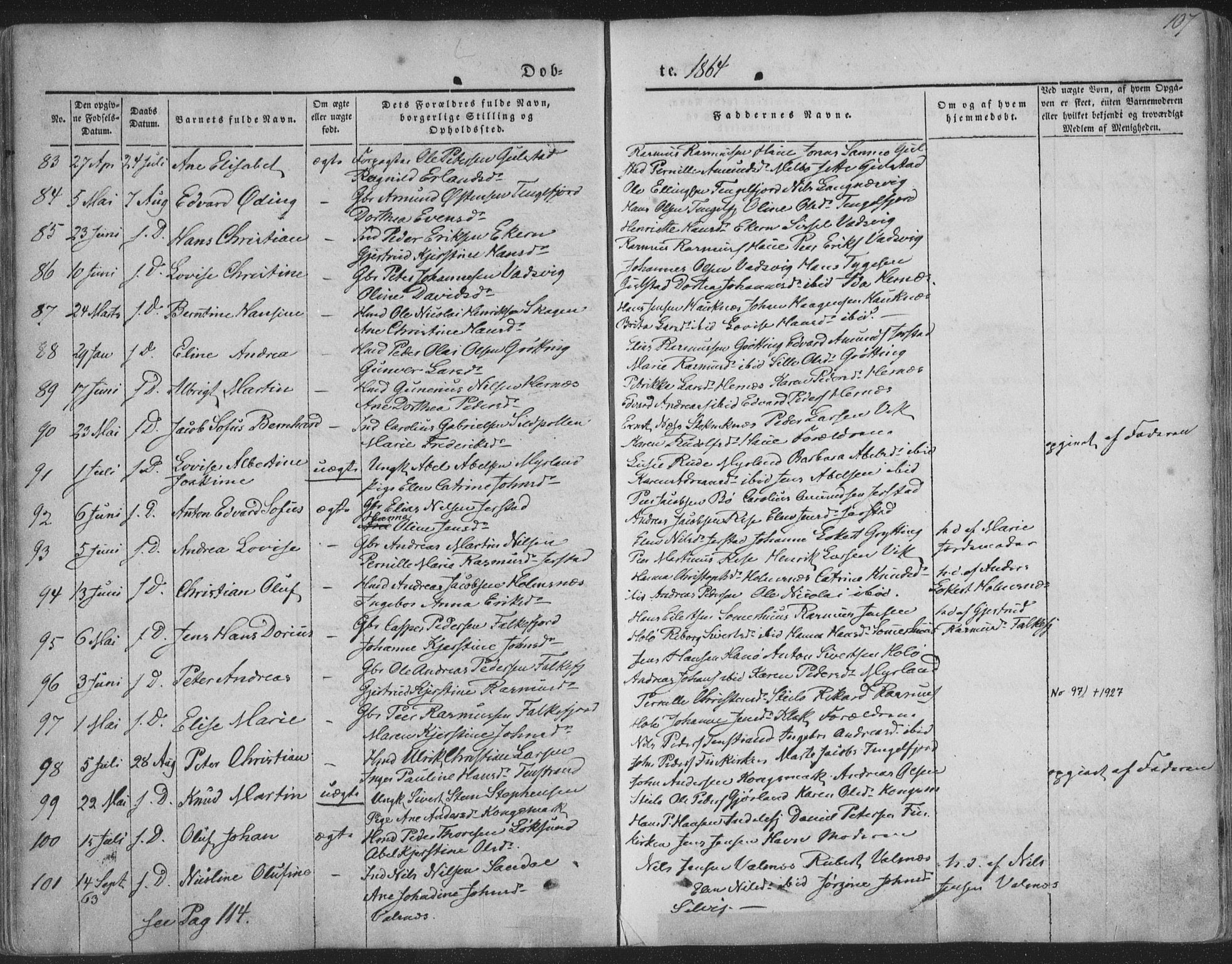 Ministerialprotokoller, klokkerbøker og fødselsregistre - Nordland, SAT/A-1459/888/L1241: Parish register (official) no. 888A07, 1849-1869, p. 107