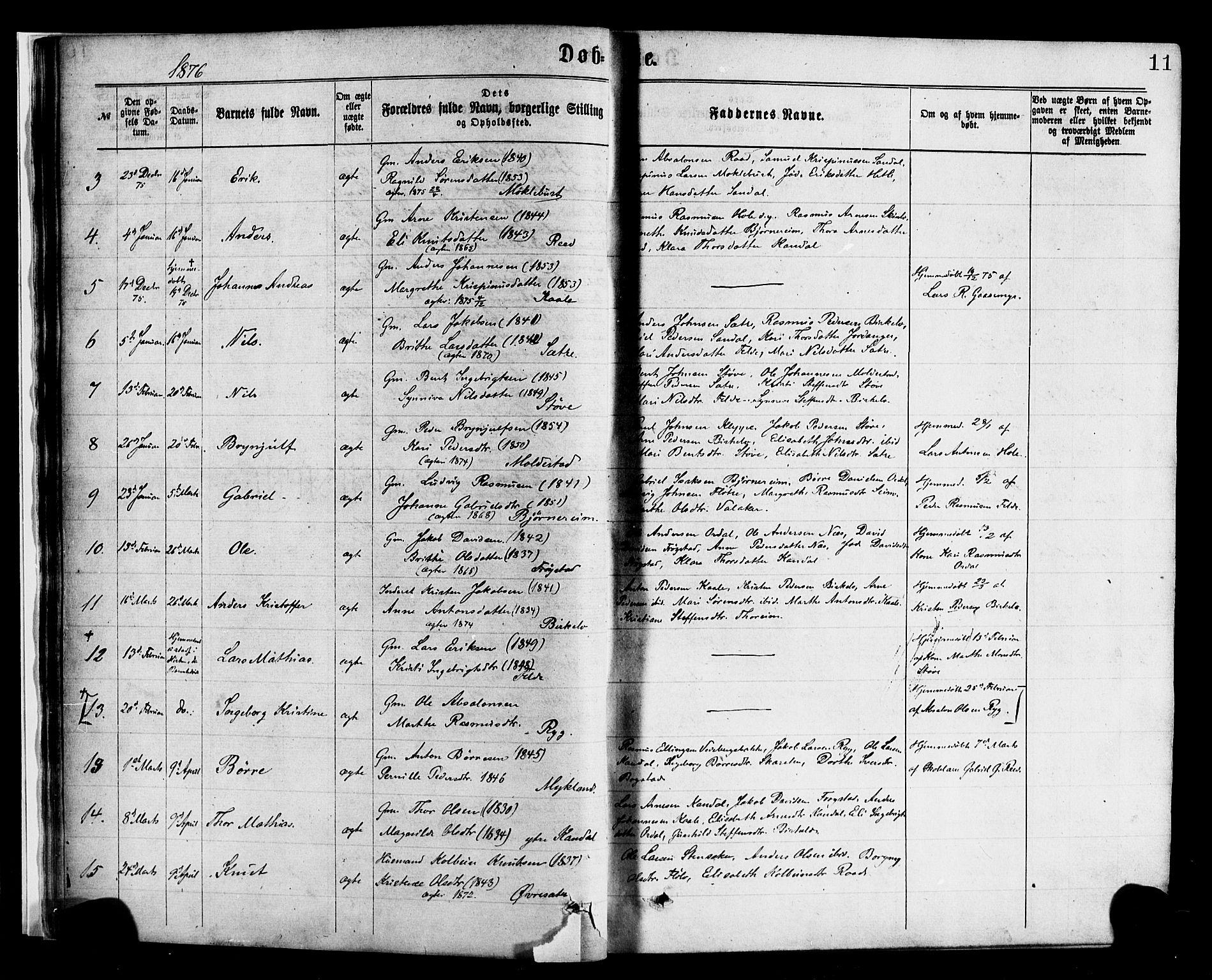 Gloppen sokneprestembete, SAB/A-80101/H/Haa/Haac/L0001: Parish register (official) no. C 1, 1871-1886, p. 11