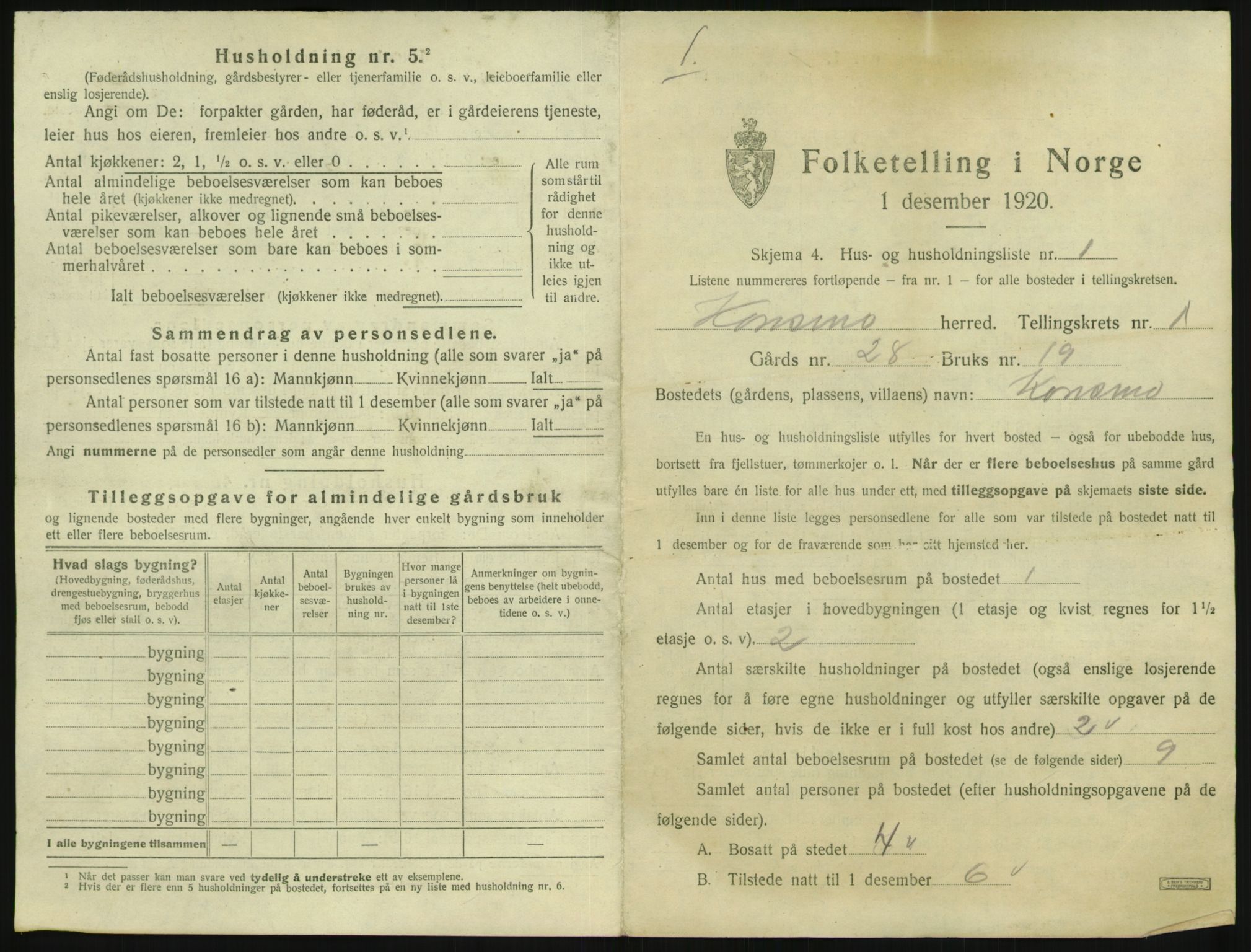 SAK, 1920 census for Konsmo, 1920, p. 34