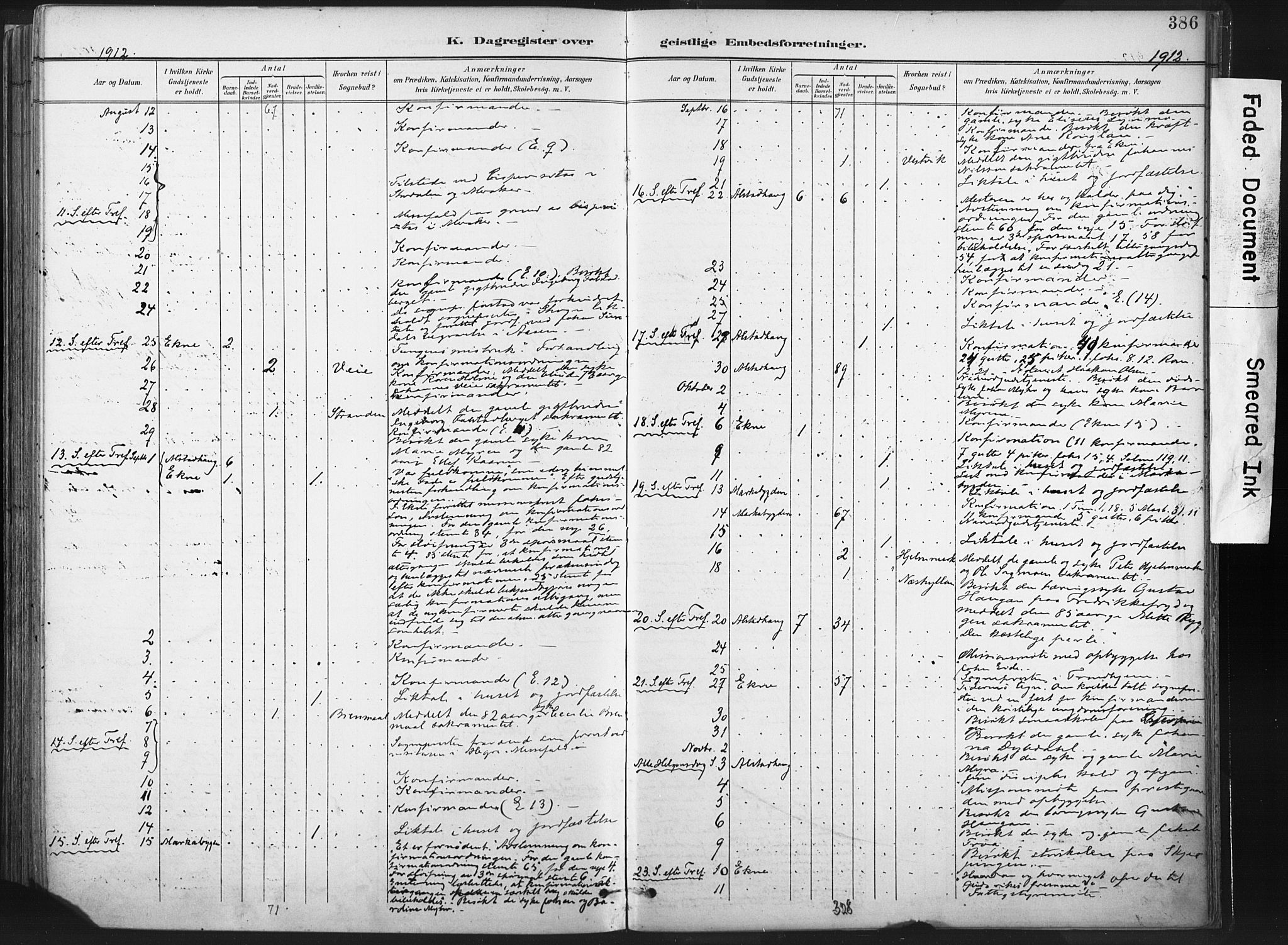 Ministerialprotokoller, klokkerbøker og fødselsregistre - Nord-Trøndelag, AV/SAT-A-1458/717/L0162: Parish register (official) no. 717A12, 1898-1923, p. 386