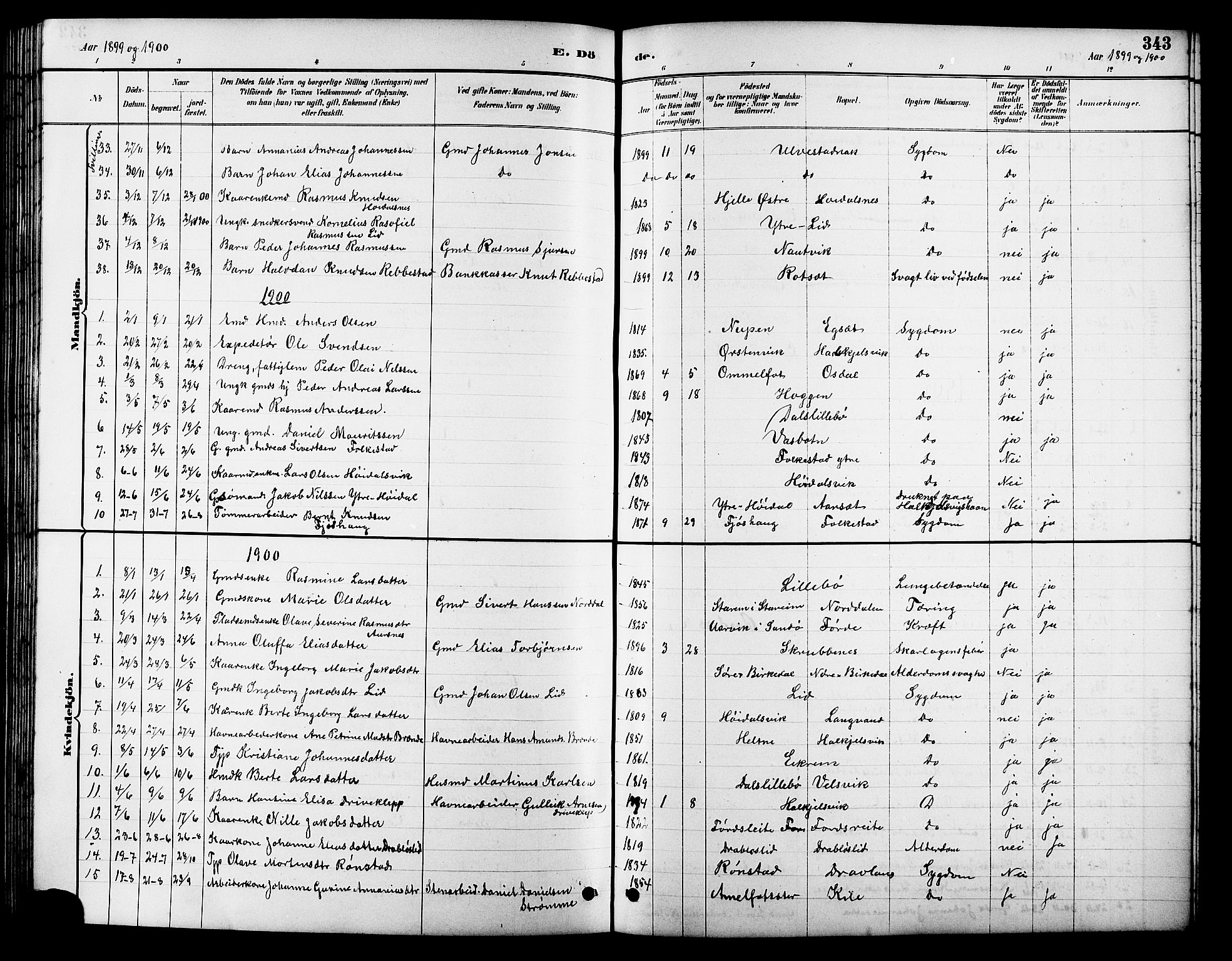 Ministerialprotokoller, klokkerbøker og fødselsregistre - Møre og Romsdal, AV/SAT-A-1454/511/L0158: Parish register (copy) no. 511C04, 1884-1903, p. 343