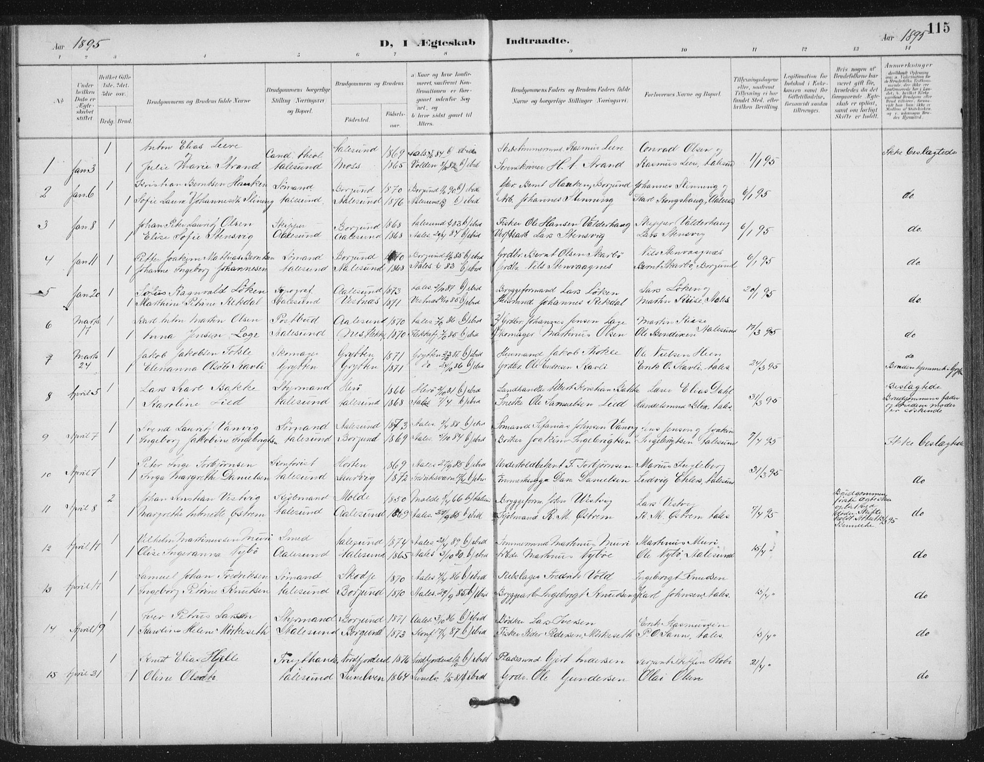 Ministerialprotokoller, klokkerbøker og fødselsregistre - Møre og Romsdal, SAT/A-1454/529/L0457: Parish register (official) no. 529A07, 1894-1903, p. 115