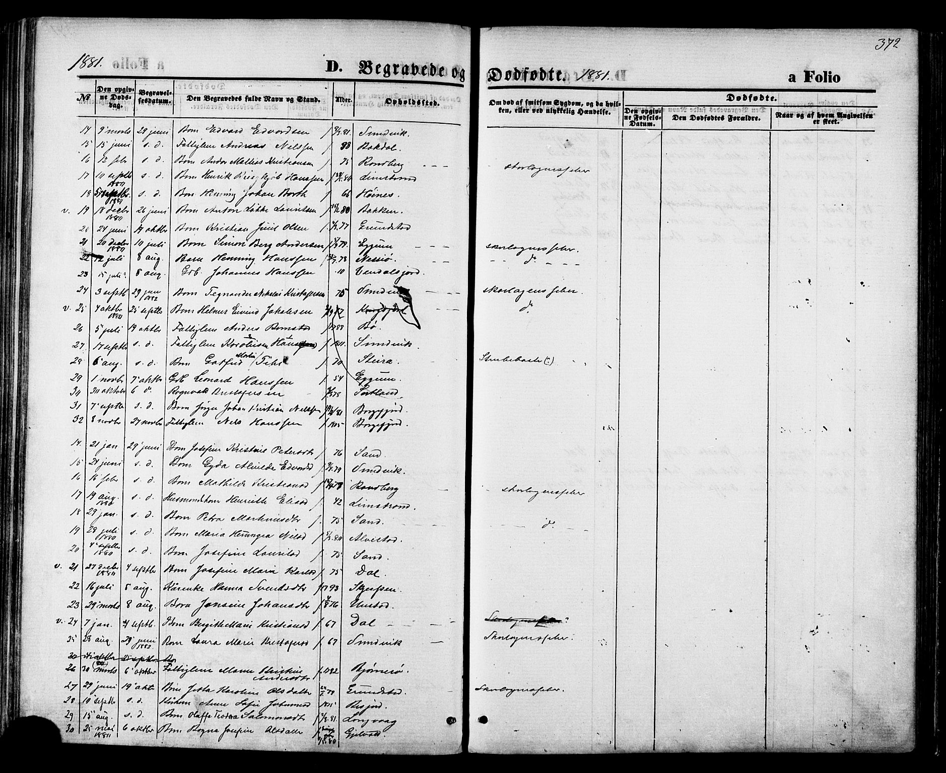 Ministerialprotokoller, klokkerbøker og fødselsregistre - Nordland, AV/SAT-A-1459/880/L1132: Parish register (official) no. 880A06, 1869-1887, p. 372