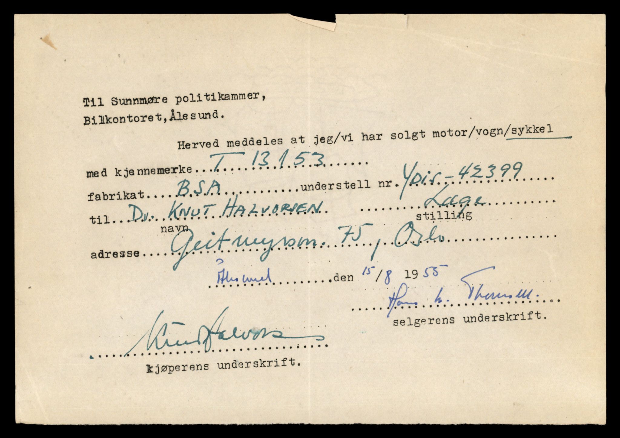 Møre og Romsdal vegkontor - Ålesund trafikkstasjon, AV/SAT-A-4099/F/Fe/L0037: Registreringskort for kjøretøy T 13031 - T 13179, 1927-1998, p. 2405