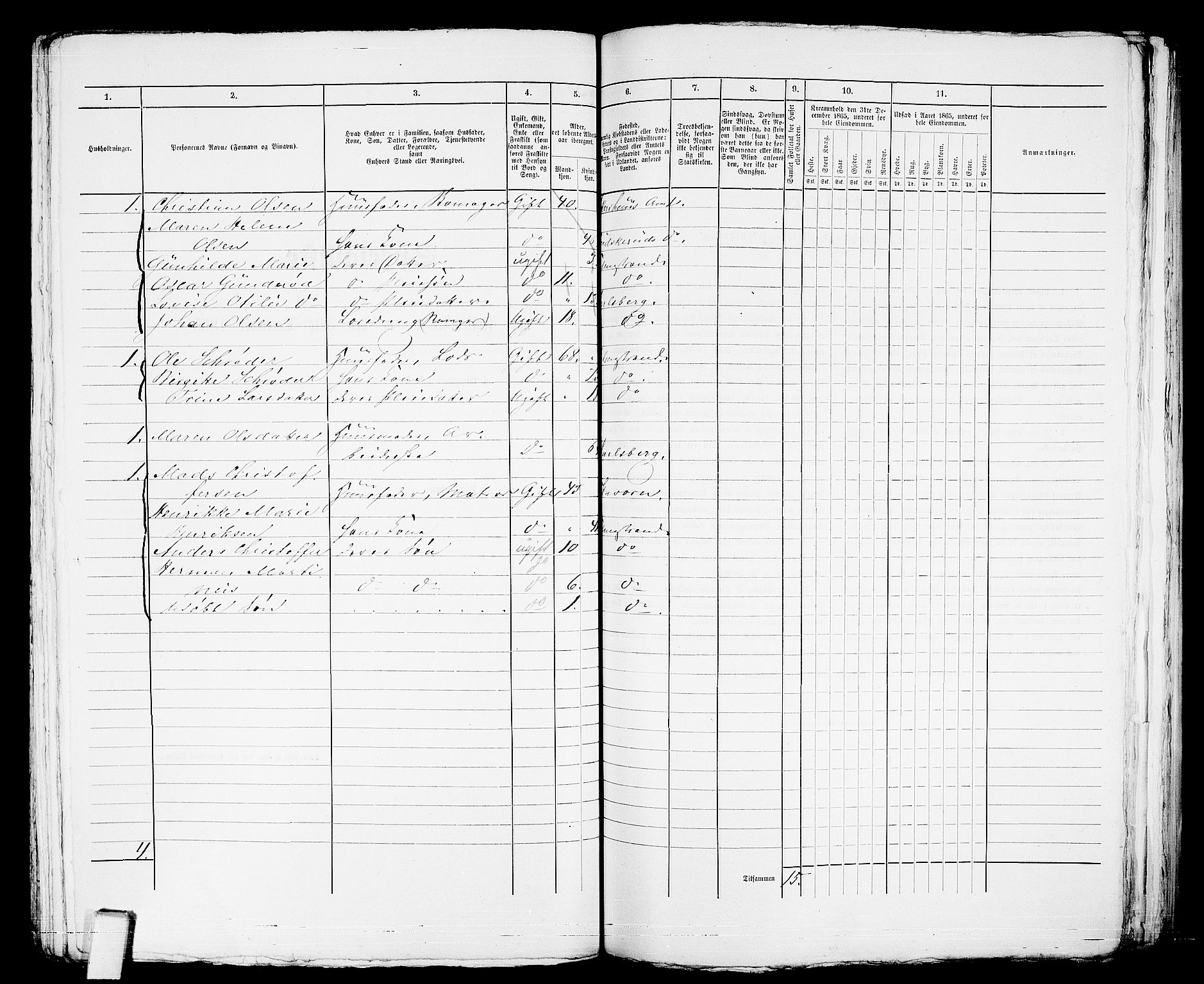 RA, 1865 census for Botne/Holmestrand, 1865, p. 284