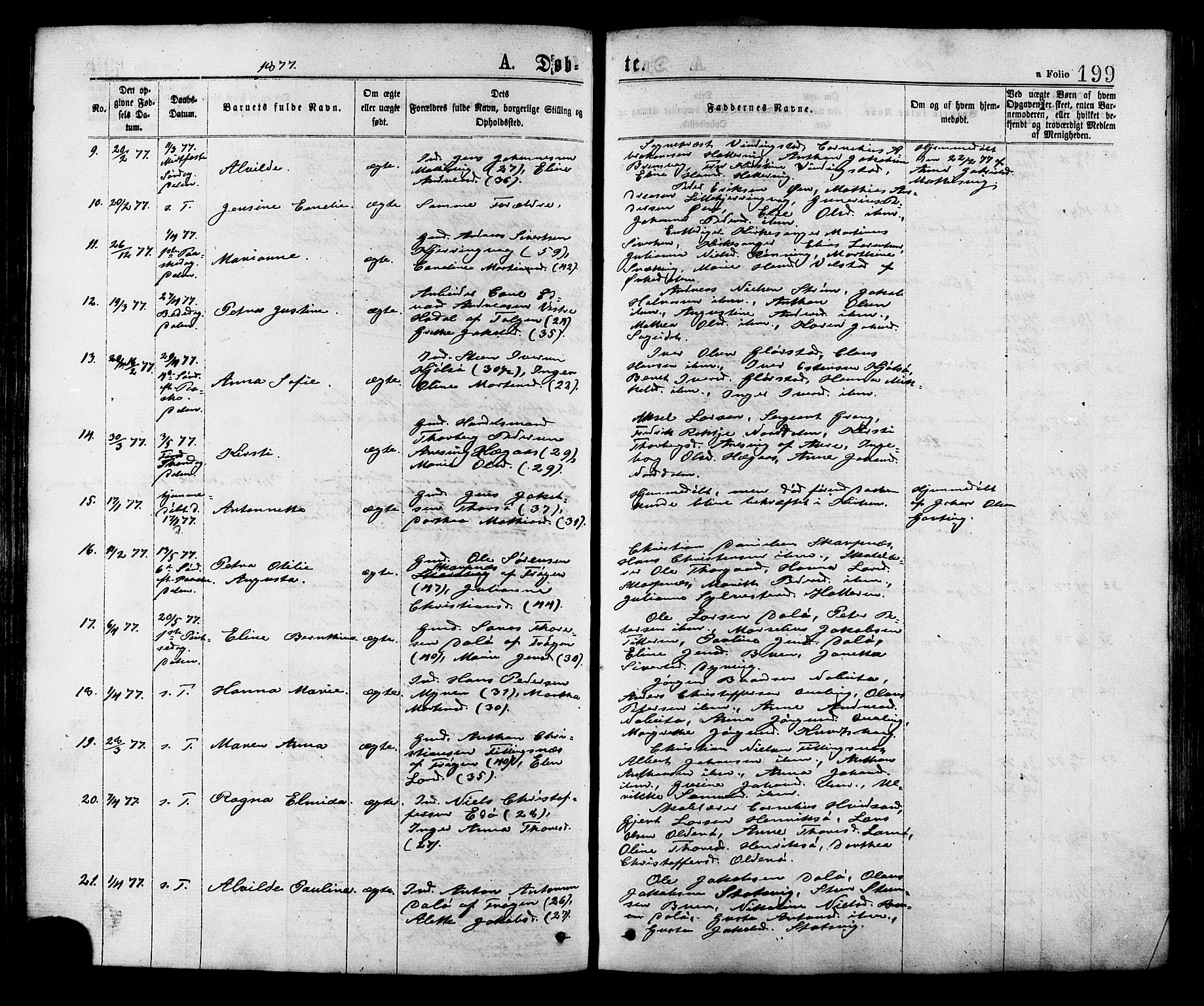 Ministerialprotokoller, klokkerbøker og fødselsregistre - Sør-Trøndelag, SAT/A-1456/634/L0532: Parish register (official) no. 634A08, 1871-1881, p. 199