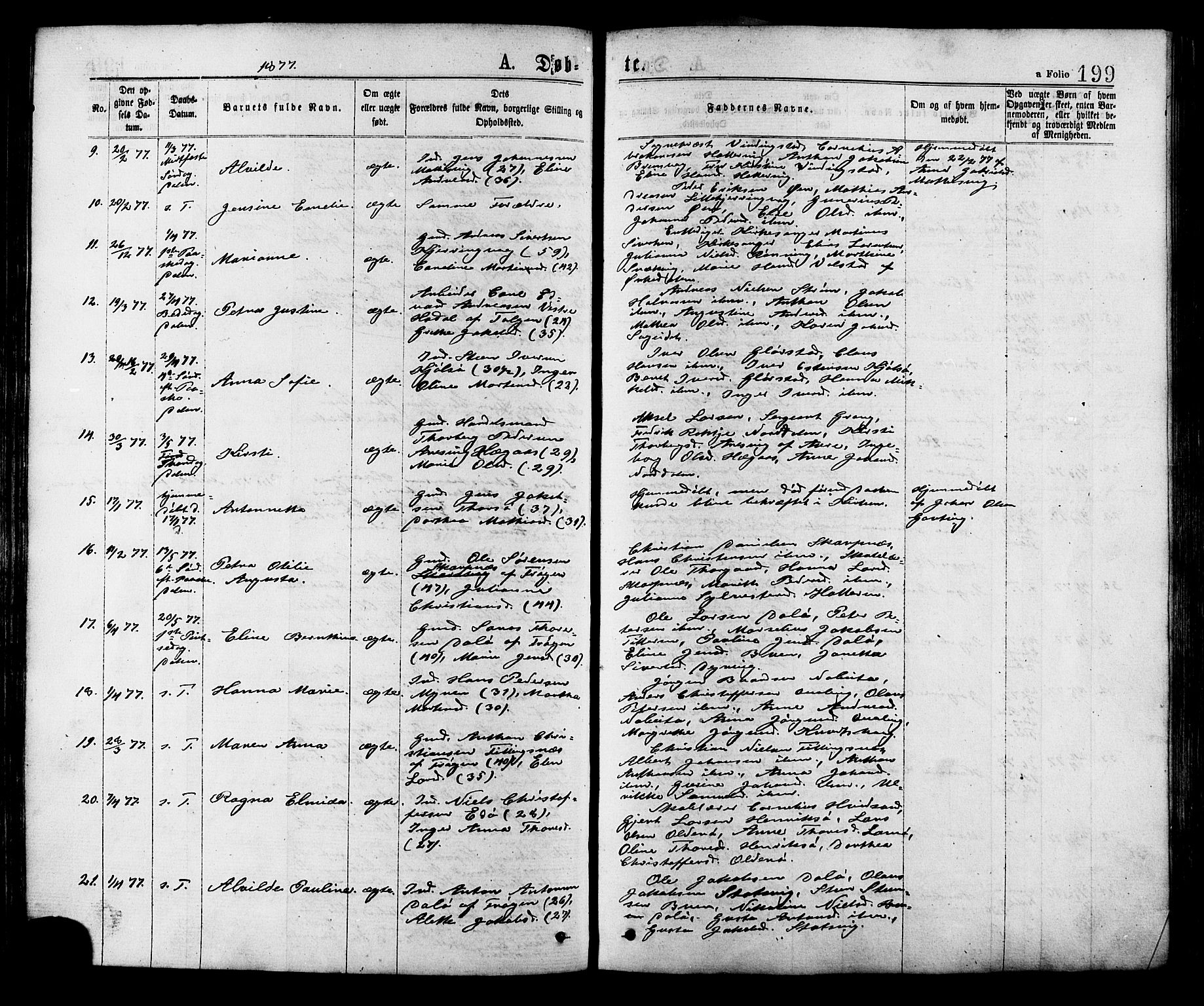 Ministerialprotokoller, klokkerbøker og fødselsregistre - Sør-Trøndelag, AV/SAT-A-1456/634/L0532: Parish register (official) no. 634A08, 1871-1881, p. 199