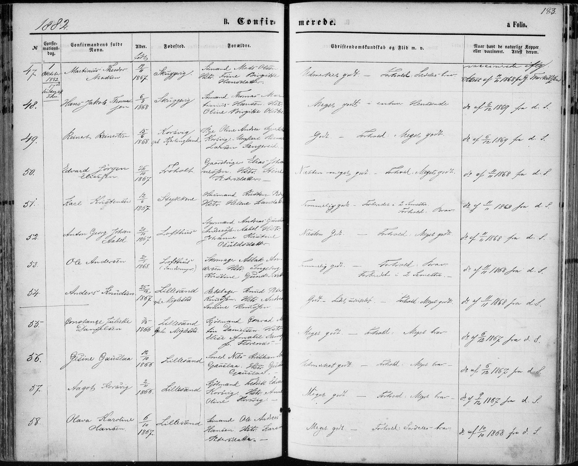 Vestre Moland sokneprestkontor, AV/SAK-1111-0046/F/Fa/Fab/L0008: Parish register (official) no. A 8, 1873-1883, p. 183