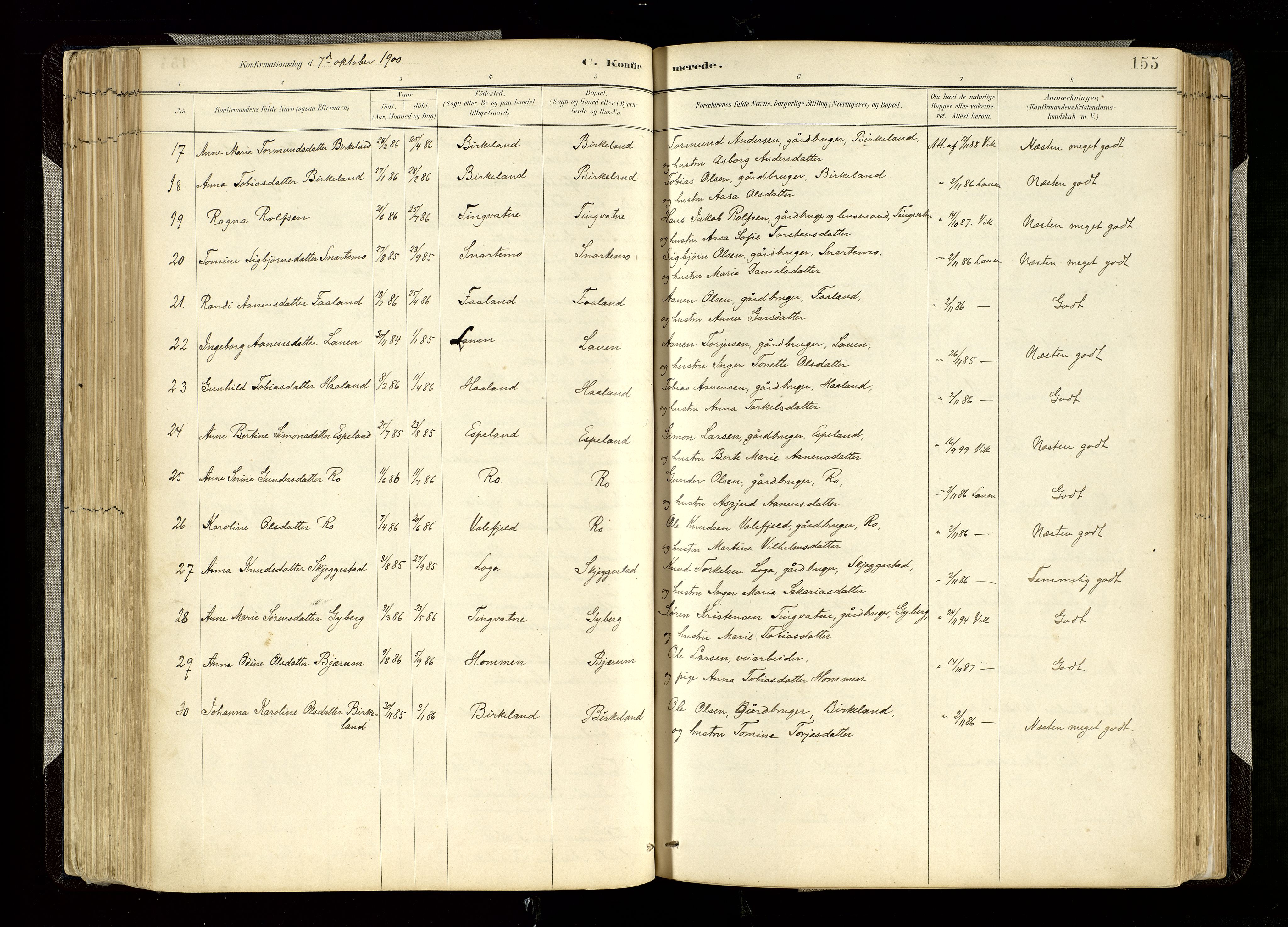 Hægebostad sokneprestkontor, SAK/1111-0024/F/Fa/Faa/L0006: Parish register (official) no. A 6, 1887-1929, p. 155