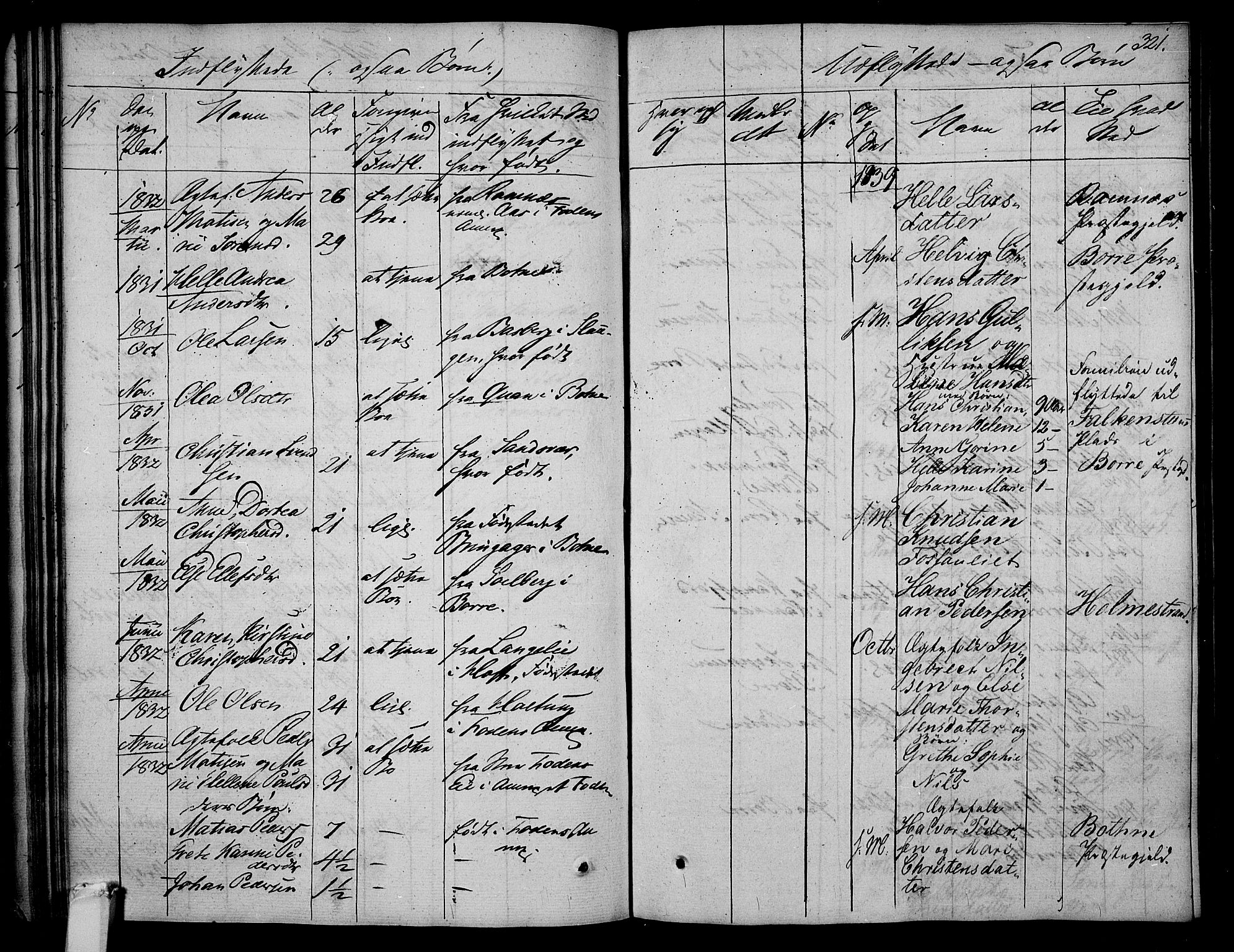 Våle kirkebøker, AV/SAKO-A-334/F/Fa/L0008: Parish register (official) no. I 8, 1824-1844, p. 321