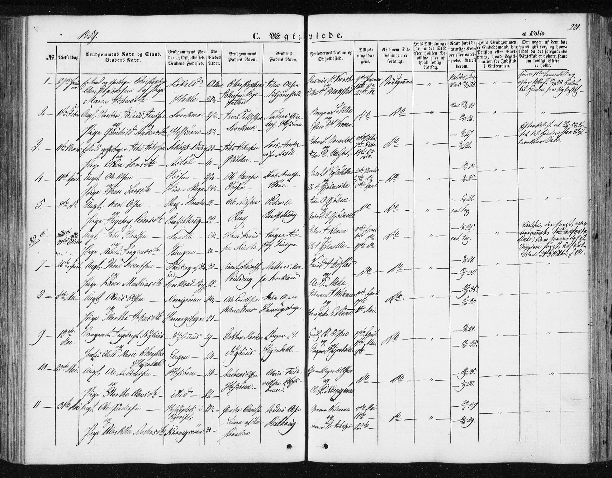 Ministerialprotokoller, klokkerbøker og fødselsregistre - Sør-Trøndelag, SAT/A-1456/668/L0806: Parish register (official) no. 668A06, 1854-1869, p. 221