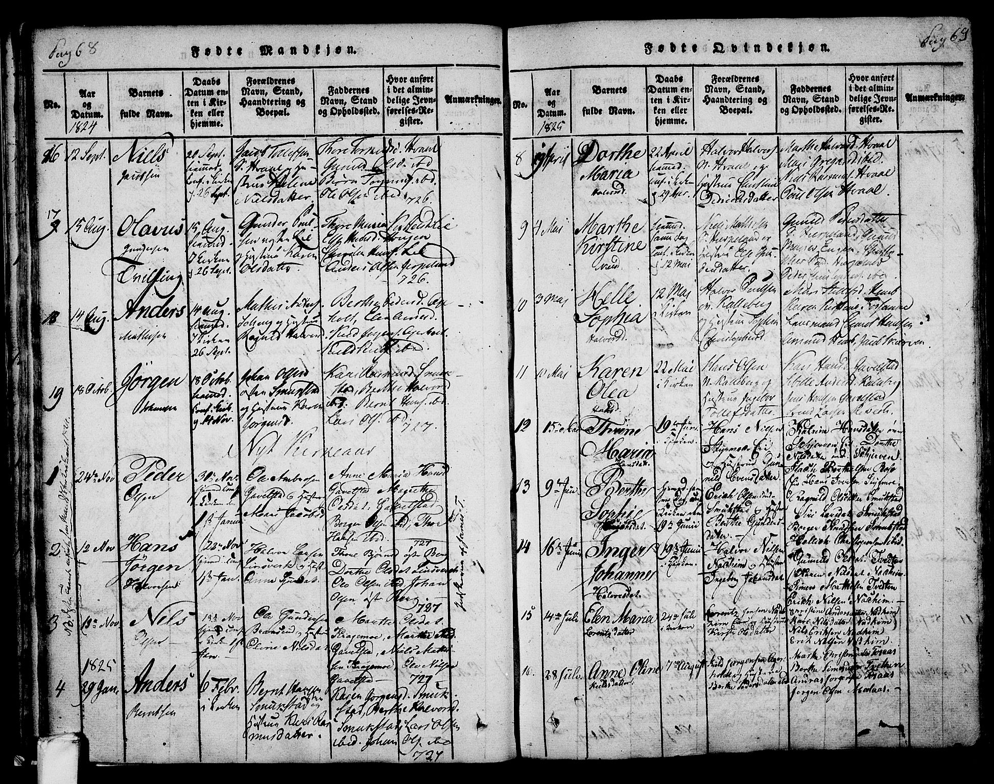 Lardal kirkebøker, SAKO/A-350/F/Fa/L0005: Parish register (official) no. I 5, 1814-1835, p. 68-69